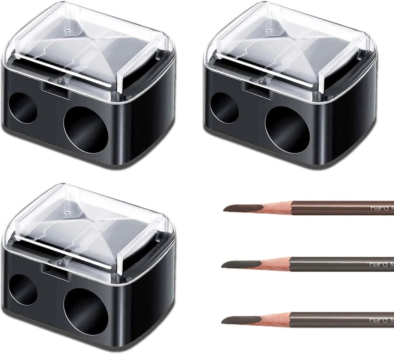 تراش آرایشی مداد لب و چشم 3 عددی، مداد ابرو مناسب برای مدادهای لب، چشم و ابرو بزرگ و کوچک، خط چشم