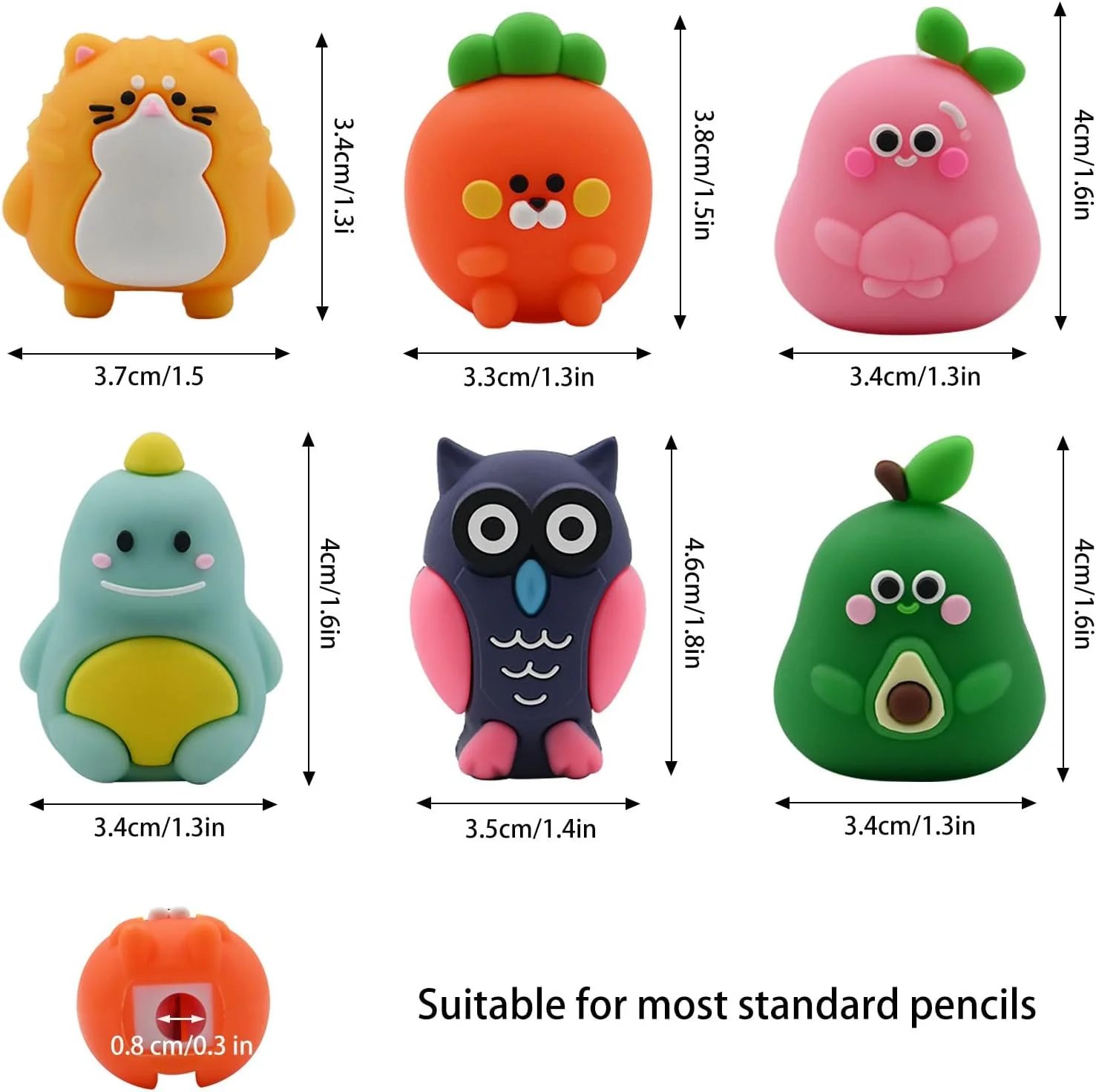 6 عدد تراش مداد فانتزی، تراش مداد دستی برای کودکان، تراش خنده دار کارتونی خلاقانه، لوازم التحریر کاوایی مینی برای مدرسه و دفتر (مدل 3)