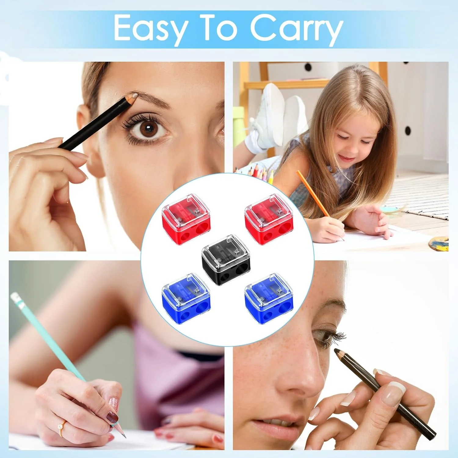 بسته 5 عددی تراش آرایشی مدادی، تراش دستی دو سوراخه مداد آرایشی برای خط لب، خط چشم و مداد ابرو، ابزار دستی آرایشی مناسب مسافرت برای زنان، چند رنگ بسته 5 عددی تراش آرایشی مدادی، تراش دستی دو سوراخه مداد آرایشی برای خط لب، خط چشم و مداد ابرو، ابزار دستی آرایشی مناسب مسافرت برای زنان، چند رنگ