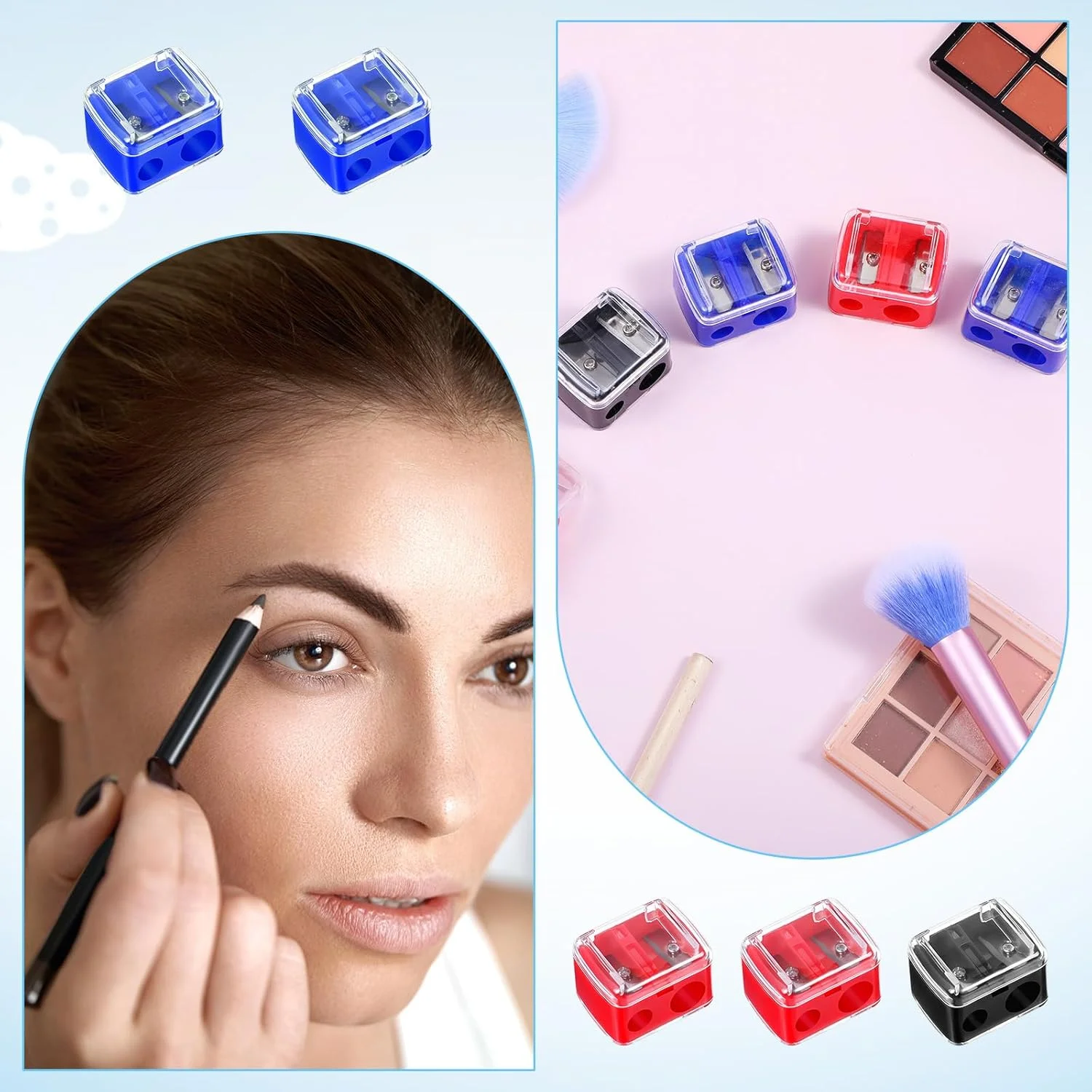 بسته 5 عددی تراش آرایشی مدادی، تراش دستی دو سوراخه مداد آرایشی برای خط لب، خط چشم و مداد ابرو، ابزار دستی آرایشی مناسب مسافرت برای زنان، چند رنگ بسته 5 عددی تراش آرایشی مدادی، تراش دستی دو سوراخه مداد آرایشی برای خط لب، خط چشم و مداد ابرو، ابزار دستی آرایشی مناسب مسافرت برای زنان، چند رنگ