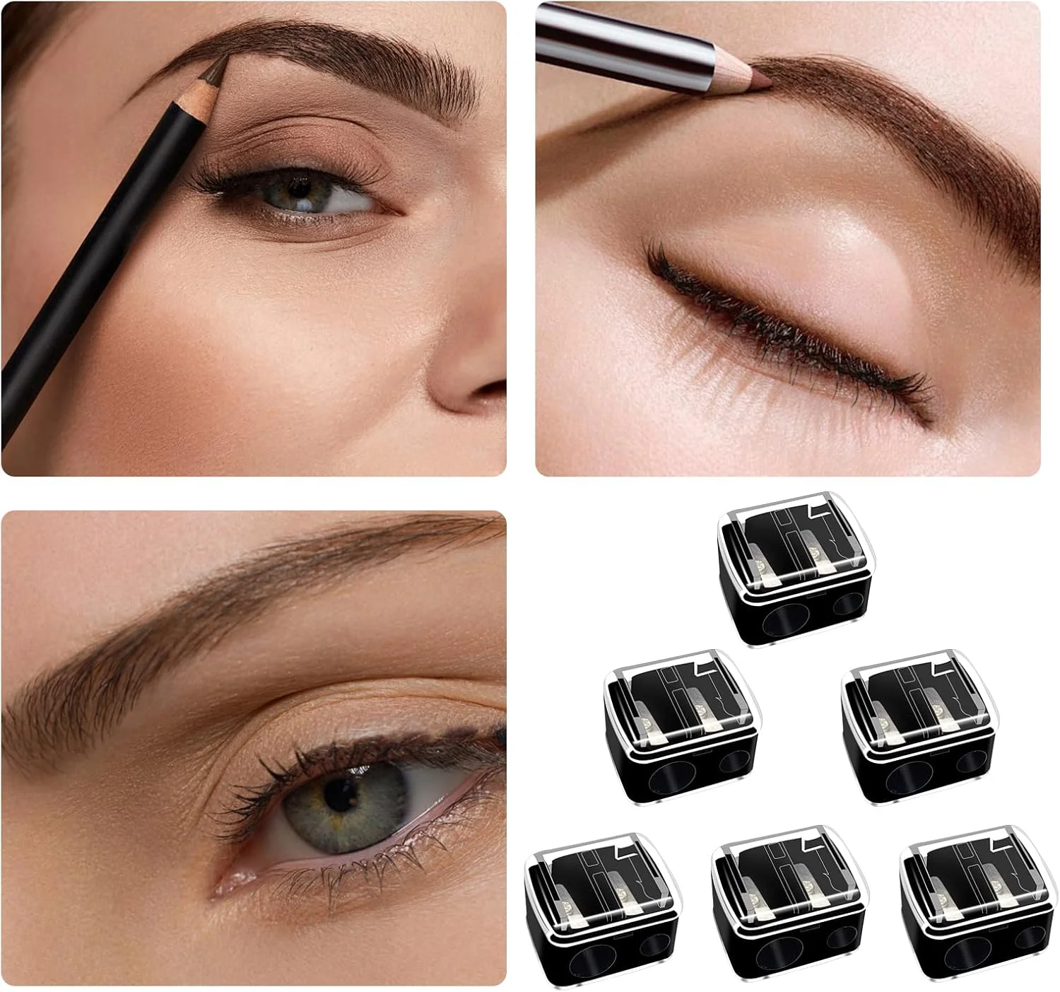 تراش آرایشی مداد پلاستیکی 6 عددی، تراش دستی مداد خط چشم و خط لب، ابزار دستی آرایشی تراش دو سوراخه برای خط لب، مداد ابرو، خط چشم (مشکی) تراش آرایشی مداد پلاستیکی 6 عددی، تراش دستی مداد خط چشم و خط لب، ابزار دستی آرایشی تراش دو سوراخه برای خط لب، مداد ابرو، خط چشم (مشکی)