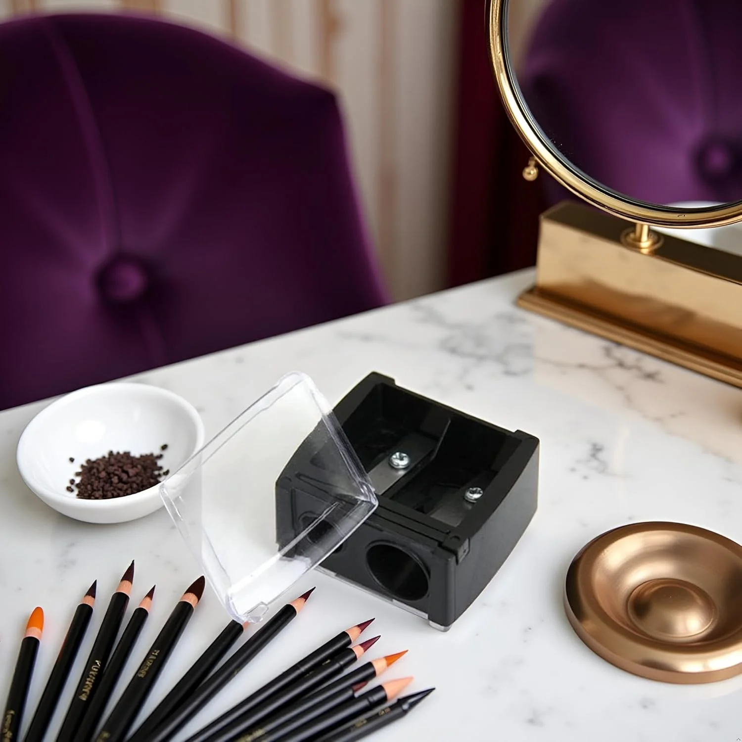 تراش آرایشی مداد چشم مشکی، تراش مداد برای مداد ابرو و خط چشم، ابزار تراش مداد دو سوراخه چشم با پوشش، تراش لوازم آرایشی قابل حمل، برس ها و ابزار آرایشی تراش آرایشی مداد چشم مشکی، تراش مداد برای مداد ابرو و خط چشم، ابزار تراش مداد دو سوراخه چشم با پوشش، تراش لوازم آرایشی قابل حمل، برس ها و ابزار آرایشی