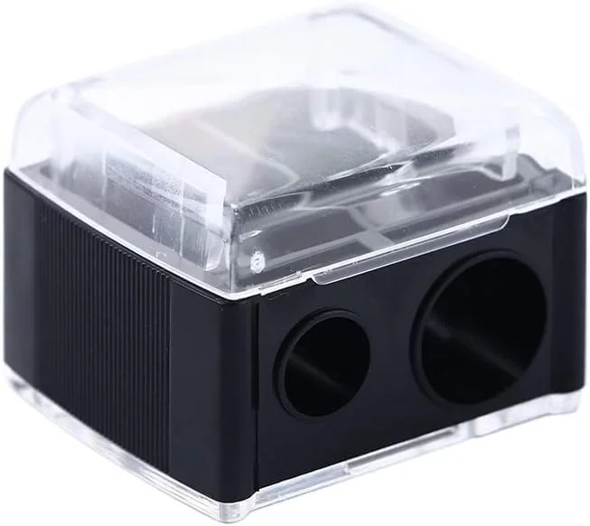 تراش آرایشی مشکی، تراش دو سوراخه مداد چشم با درپوش، مداد تراش مکانیکی لوازم آرایشی چشم برای مداد چشم و لب