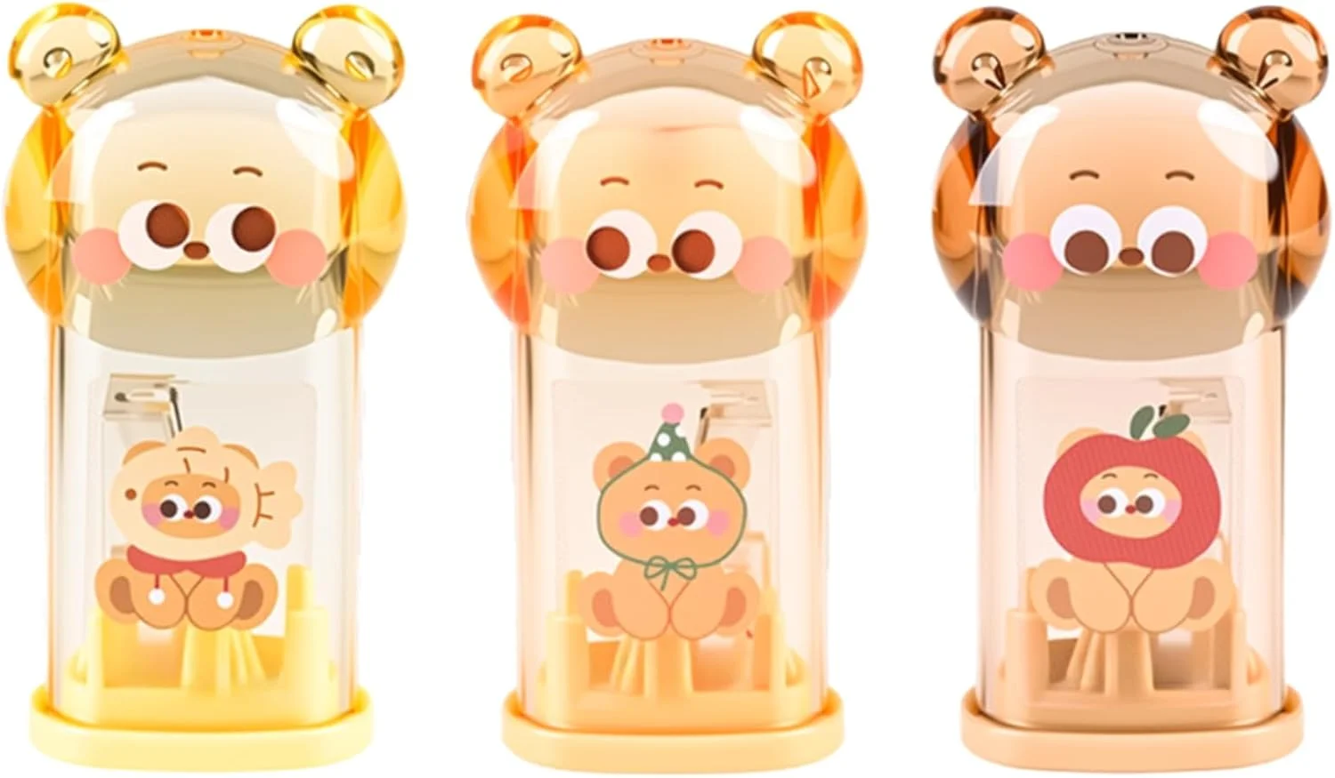 ست لوازم التحریر خرس بامزه، شامل 3 عدد تراش مداد خرس بامزه، لوازم مدرسه کاوایی برای لوازم اداری، مدرسه و خانه کاوایی