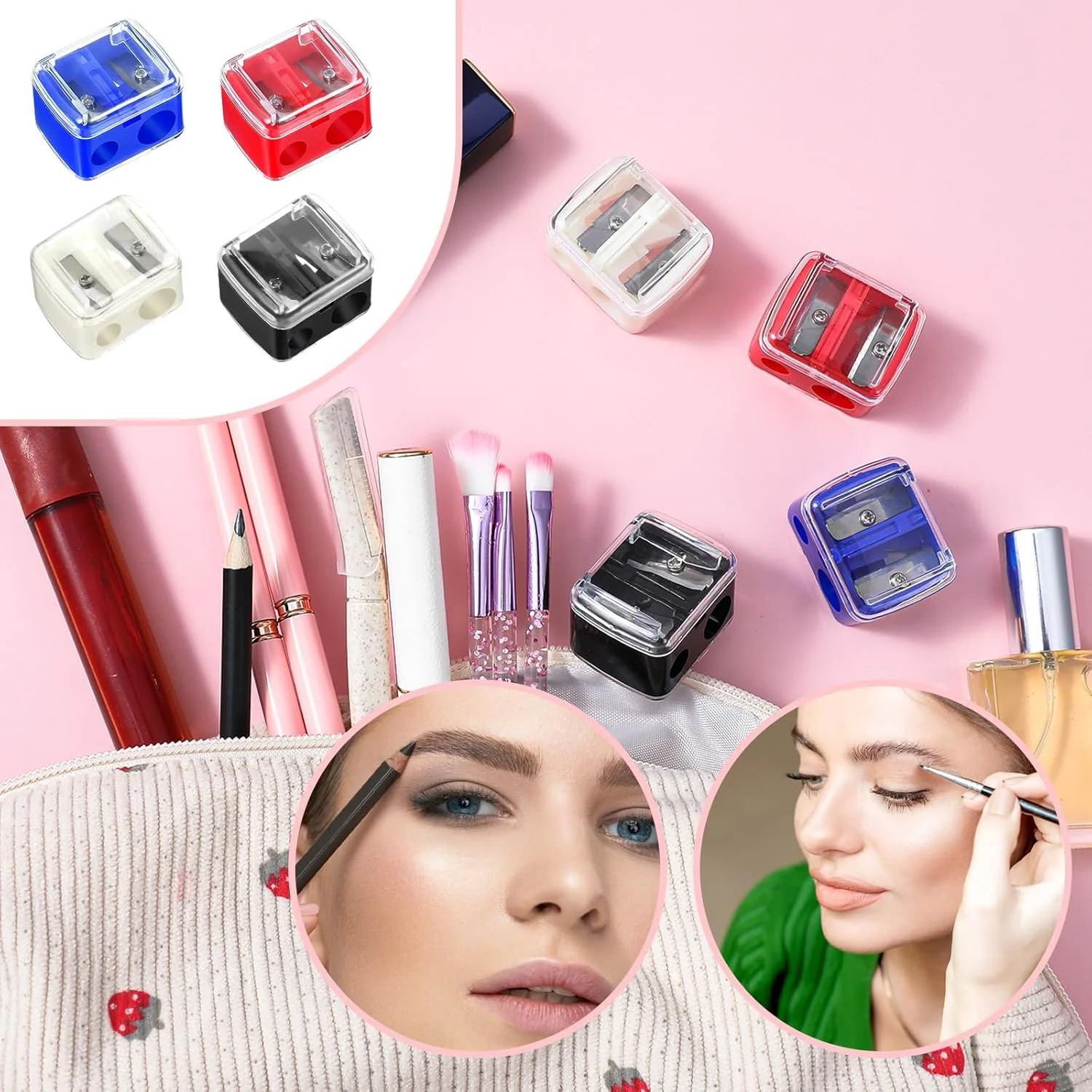 تراش آرایشی مداد Classicseali، 6 عددی، تراش دستی دو سوراخه خط لب، تراش مداد چشم 4 رنگ، برای خط لب، مداد ابرو، مداد آرایشی (مشکی، قرمز، سفید، آبی) تراش آرایشی مداد Classicseali، 6 عددی، تراش دستی دو سوراخه خط لب، تراش مداد چشم 4 رنگ، برای خط لب، مداد ابرو، مداد آرایشی (مشکی، قرمز، سفید، آبی)