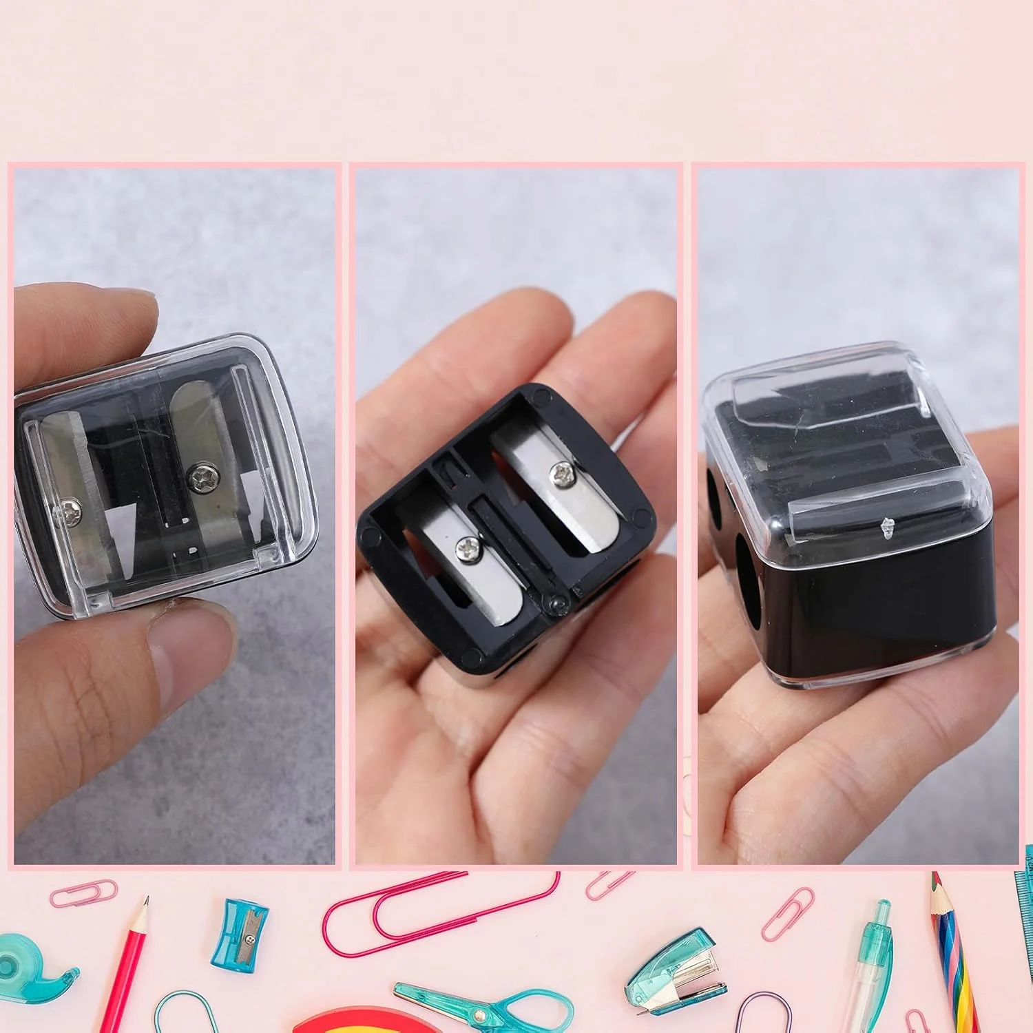 تراش آرایشی مداد Classicseali، 6 عددی، تراش دستی دو سوراخه خط لب، تراش مداد چشم 4 رنگ، برای خط لب، مداد ابرو، مداد آرایشی (مشکی، قرمز، سفید، آبی) تراش آرایشی مداد Classicseali، 6 عددی، تراش دستی دو سوراخه خط لب، تراش مداد چشم 4 رنگ، برای خط لب، مداد ابرو، مداد آرایشی (مشکی، قرمز، سفید، آبی)