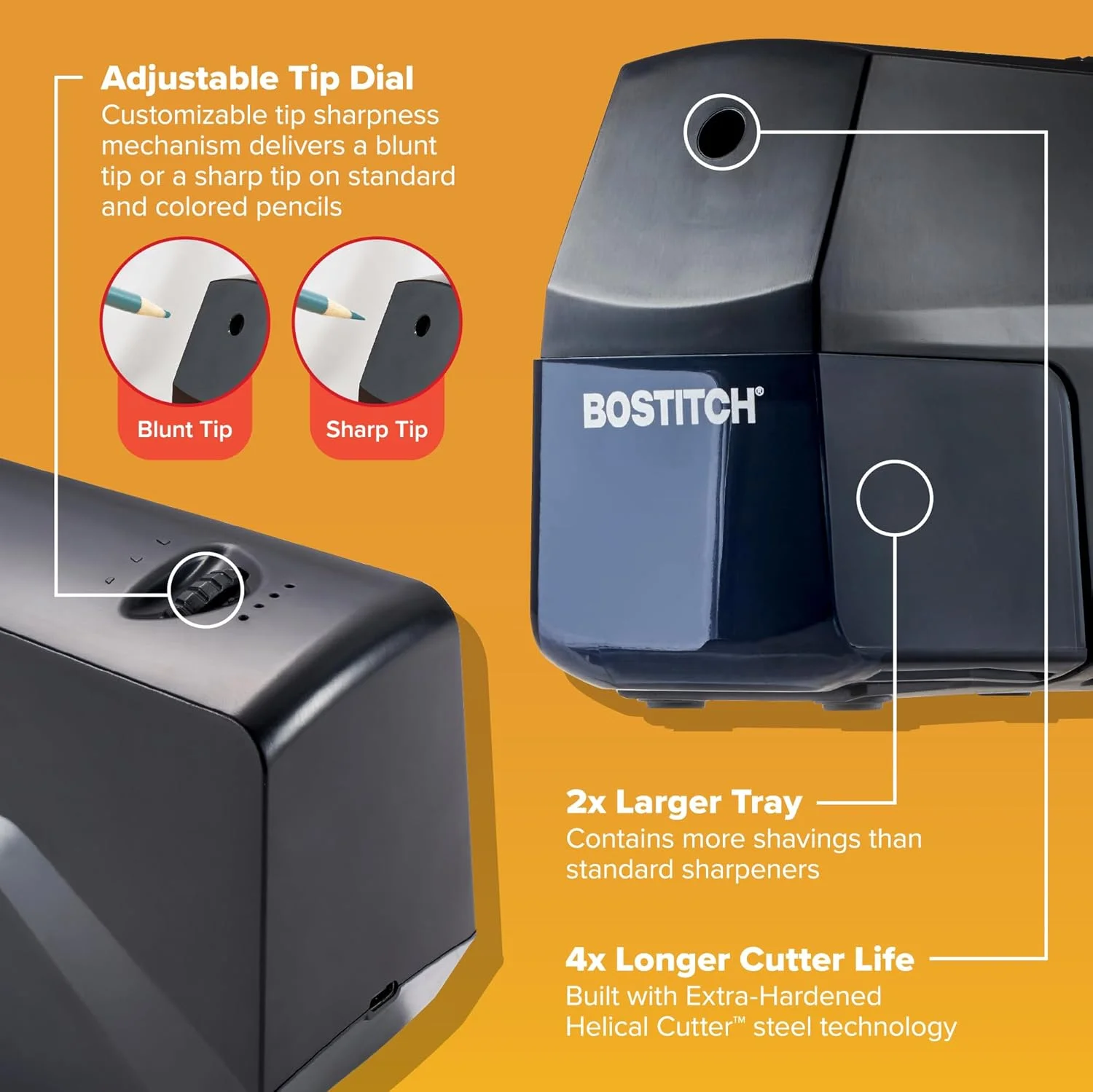 تراش رومیزی شارژی قابل حمل بوستیک با تیغه مارپیچ برای مدادهای شماره 2/رنگی، مشکی تراش رومیزی شارژی قابل حمل بوستیک با تیغه مارپیچ برای مدادهای شماره 2/رنگی، مشکی