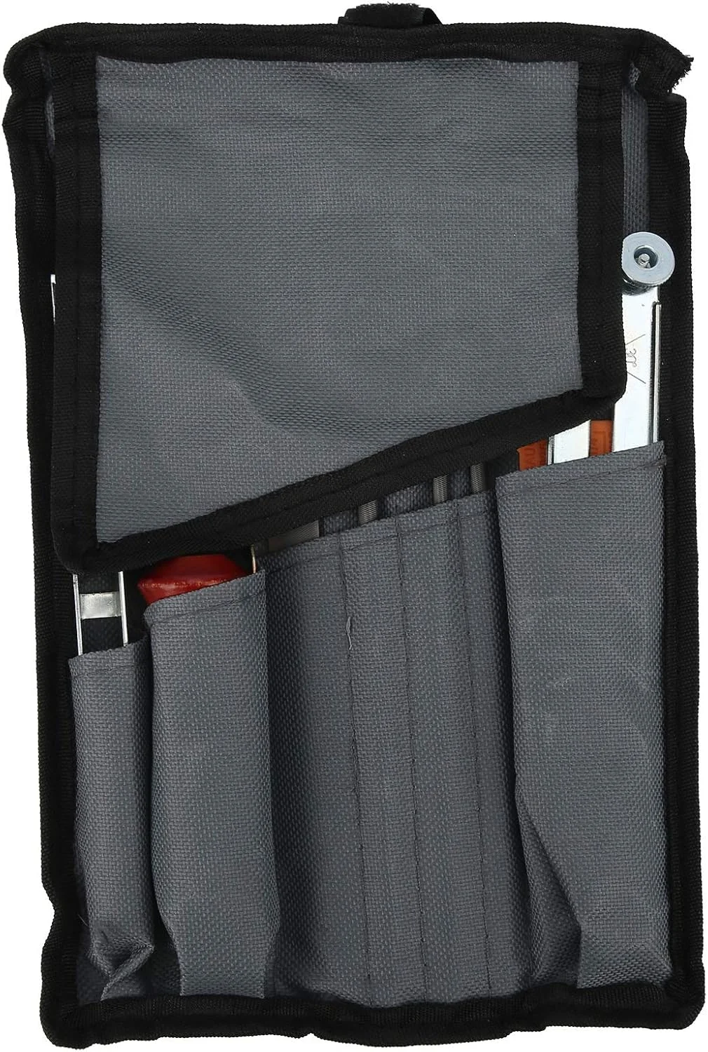 کیت سوهان اره زنجیری، ابزار تیز کردن اره زنجیری، رهاسازی کارآمد، علامت گذاری زاویه حک شده، کیف ابزار آبی گرد مستطیل 10 عددی