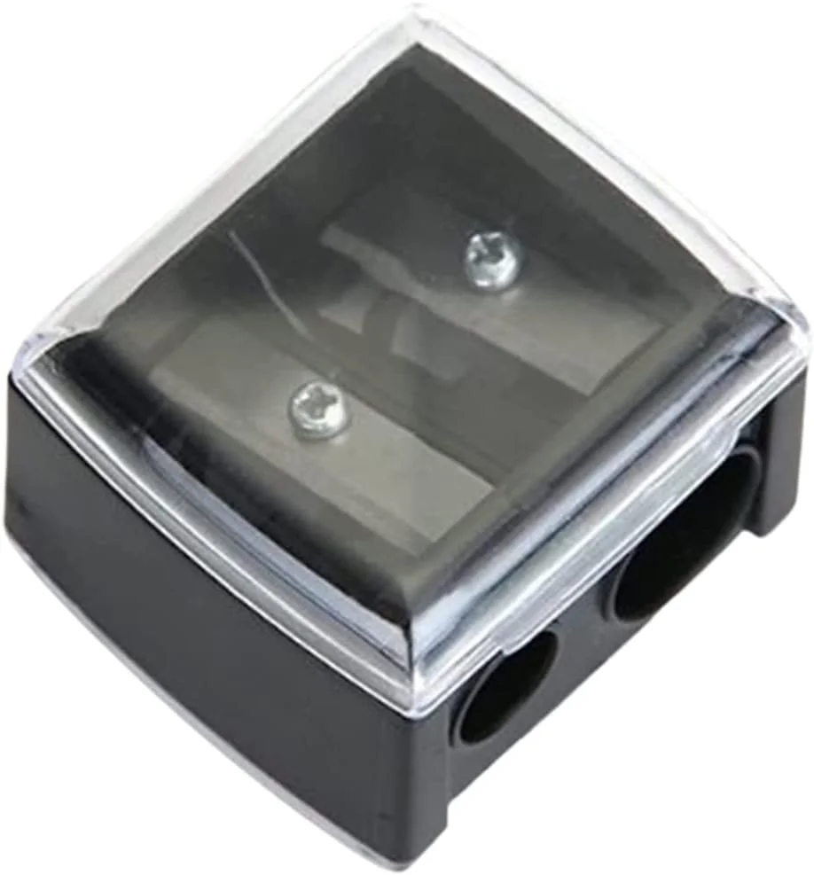 تراش آرایشی مداد چشم، تراش مداد آرایشی دو سوراخه با پوشش، تراش های مداد آرایشی قابل حمل برای مداد ابرو، خط چشم، ابزار آرایش