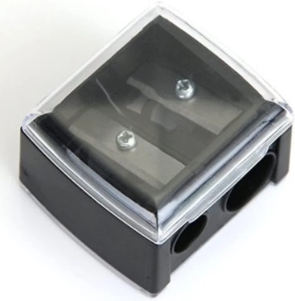 تراش آرایشی مداد چشم، تراش مداد آرایشی دو سوراخه با پوشش، تراش های مداد آرایشی قابل حمل برای مداد ابرو، خط چشم، ابزار آرایش