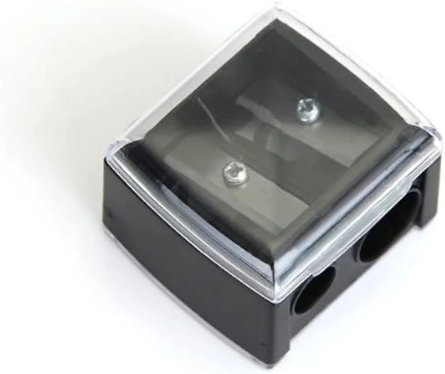 تراش آرایشی مداد چشم، تراش مداد آرایشی دو سوراخه با پوشش، تراش های مداد آرایشی قابل حمل برای مداد ابرو، مداد چشم، ابزار آرایش