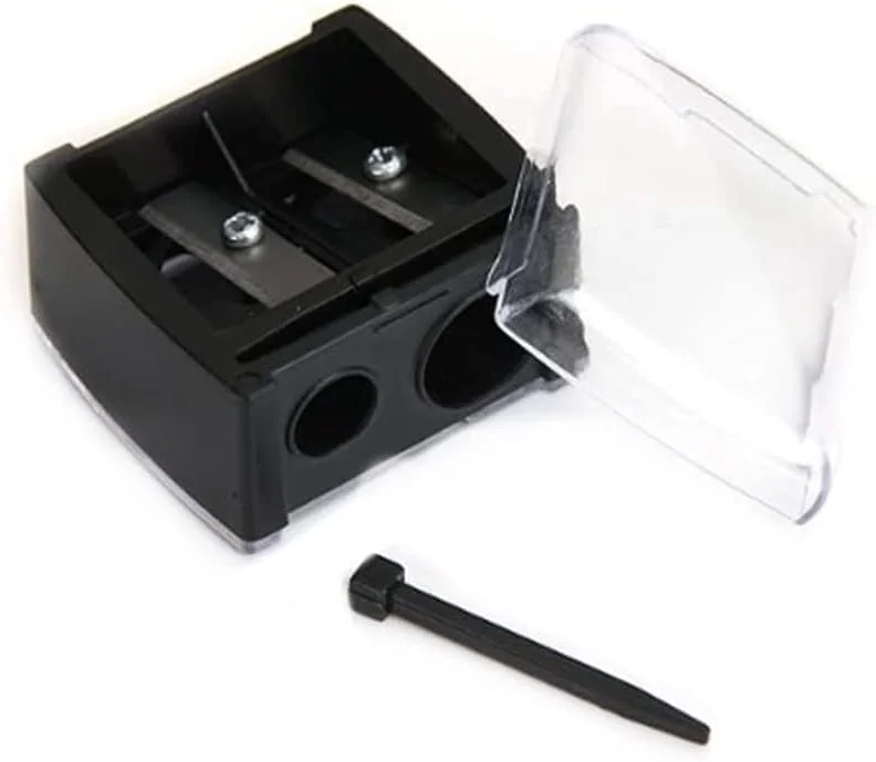 تراش آرایشی مداد چشم، تراش مداد آرایشی دو سوراخه با پوشش، تراش های مداد آرایشی قابل حمل برای مداد ابرو، خط چشم، ابزار آرایش