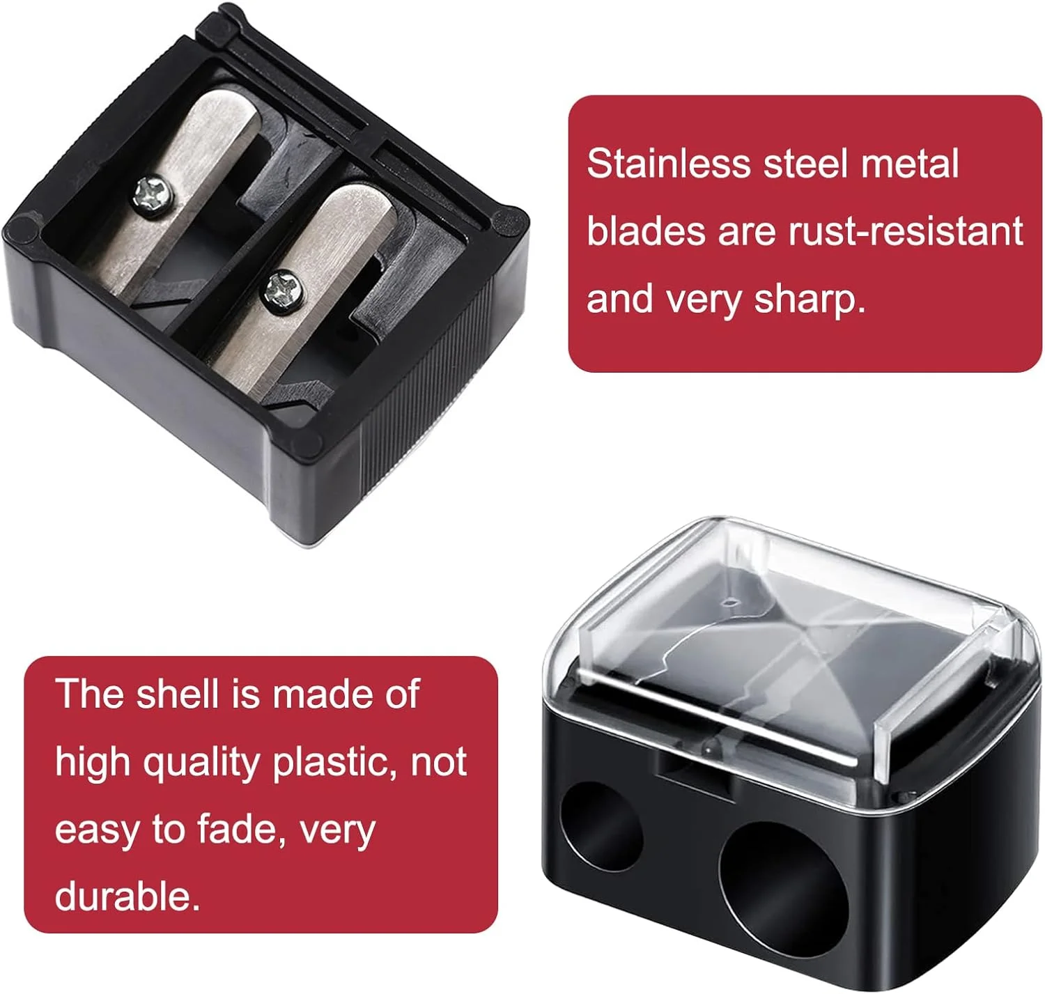 تراش آرایشی دو قلو یونیورسال، 2 عدد تراش دو سوراخه برای مدادهای آرایشی بزرگ و کوچک، تراش مداد ابرو، تراش خط لب