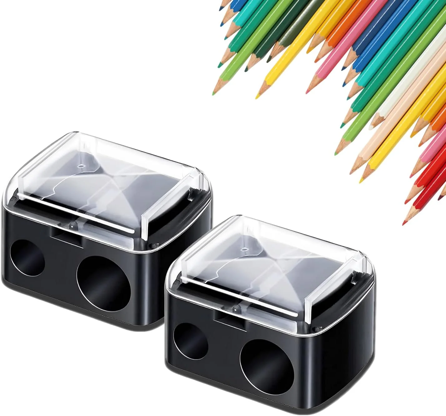 تراش آرایشی دو عددی یونوا – تراش دوگانه مداد آرایشی برای خط چشم، ابرو و مدادهای آرایشی – طراحی ABS مشکی مات و جمع و جور، ایده آل برای خانه و مسافرت