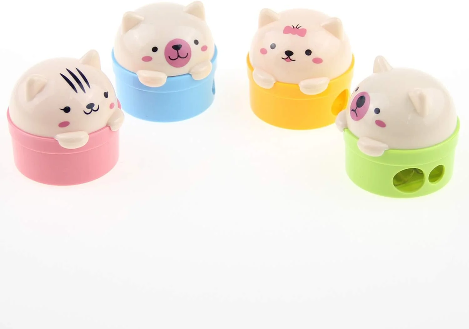 تراش مداد فانتزی طرح گربه و خرس تزویق، بسته 4 عددی