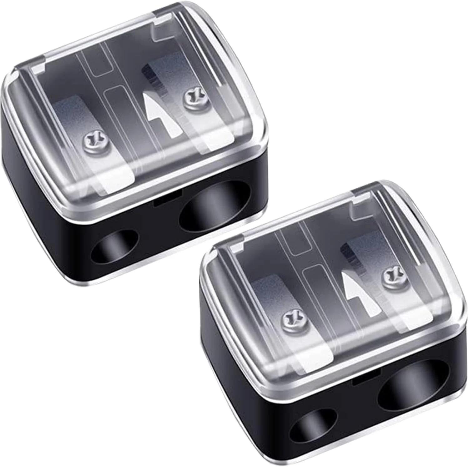 تییییوک بسته 2 عددی تراش آرایشی، تراش مداد با محفظه، مناسب مدادهای ضخیم و نازک، برای خودکار، مداد ابرو، رژ لب، خط چشم، مداد آرایشی