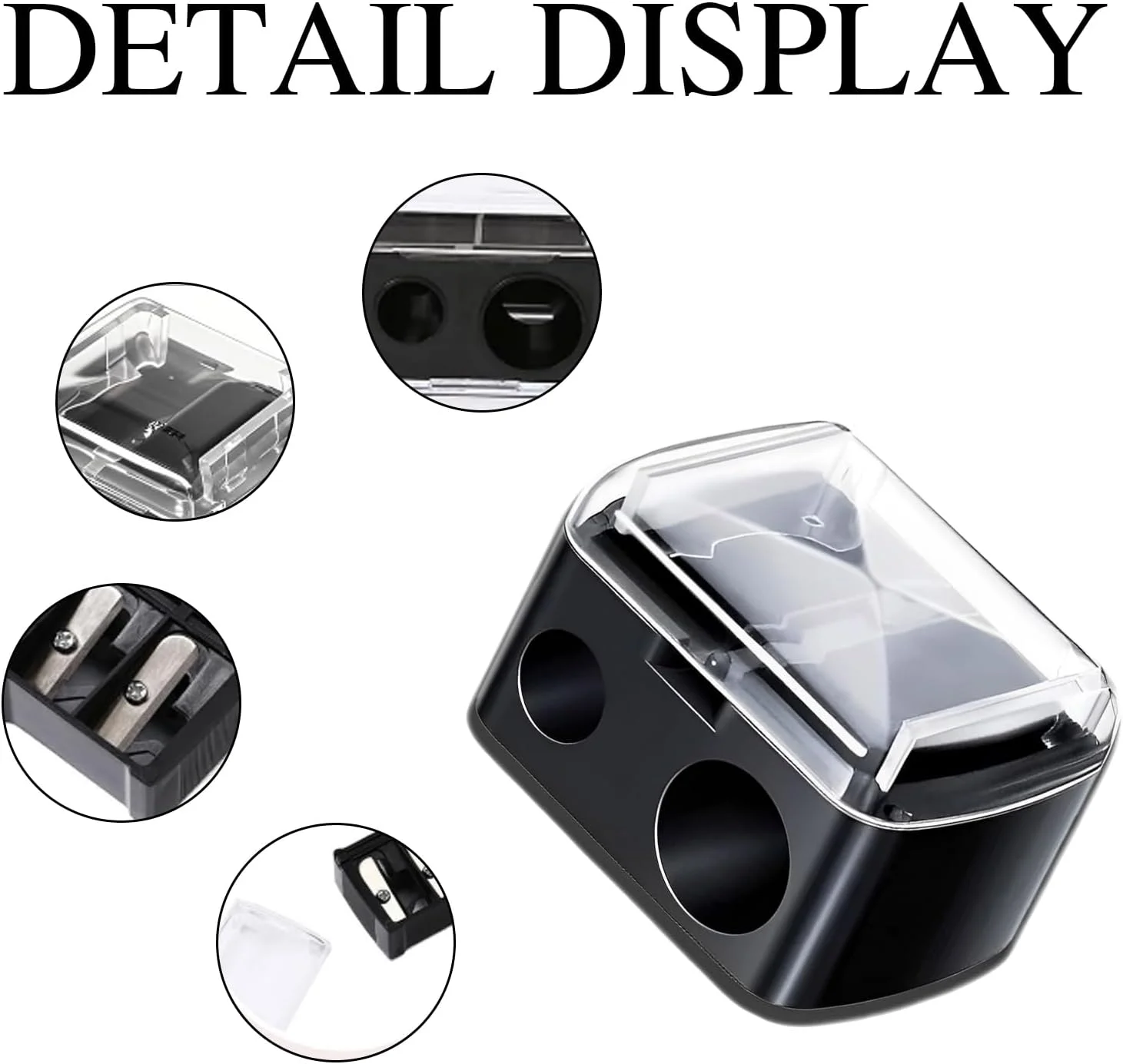 تراش آرایشی دو عددی یونوا – تراش دوگانه مداد آرایشی برای خط چشم، ابرو و مدادهای آرایشی – طراحی ABS مشکی مات و جمع و جور، ایده آل برای خانه و مسافرت