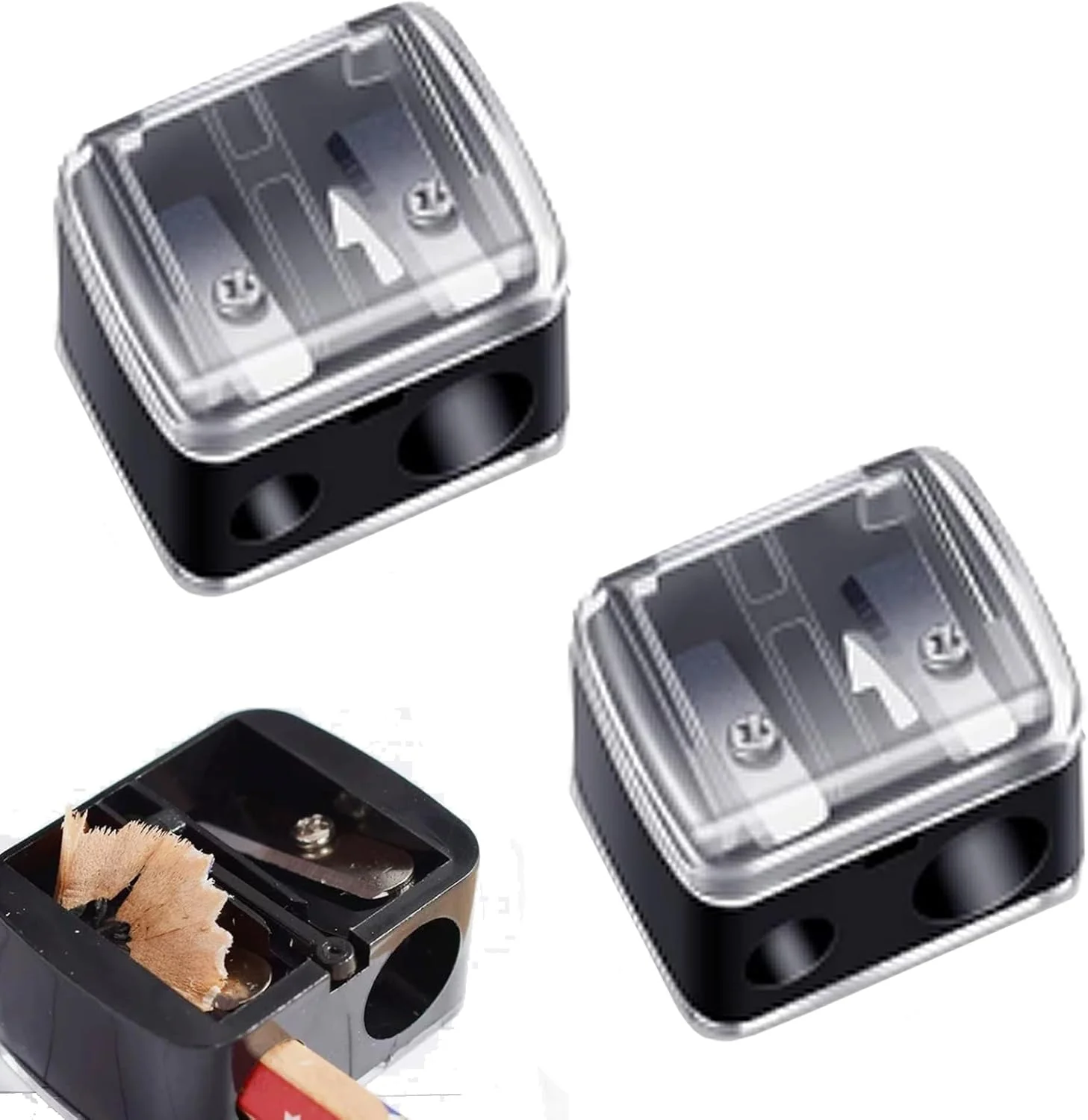 مجموعه 2 عددی تراش آرایشی، تراش لوازم آرایشی، تراش مداد، برای مداد ابرو، مداد، خط لب، خط چشم، تیغه های دقیق، مناسب برای استفاده در سفر مجموعه 2 عددی تراش آرایشی، تراش لوازم آرایشی، تراش مداد، برای مداد ابرو، مداد، خط لب، خط چشم، تیغه های دقیق، مناسب برای استفاده در سفر