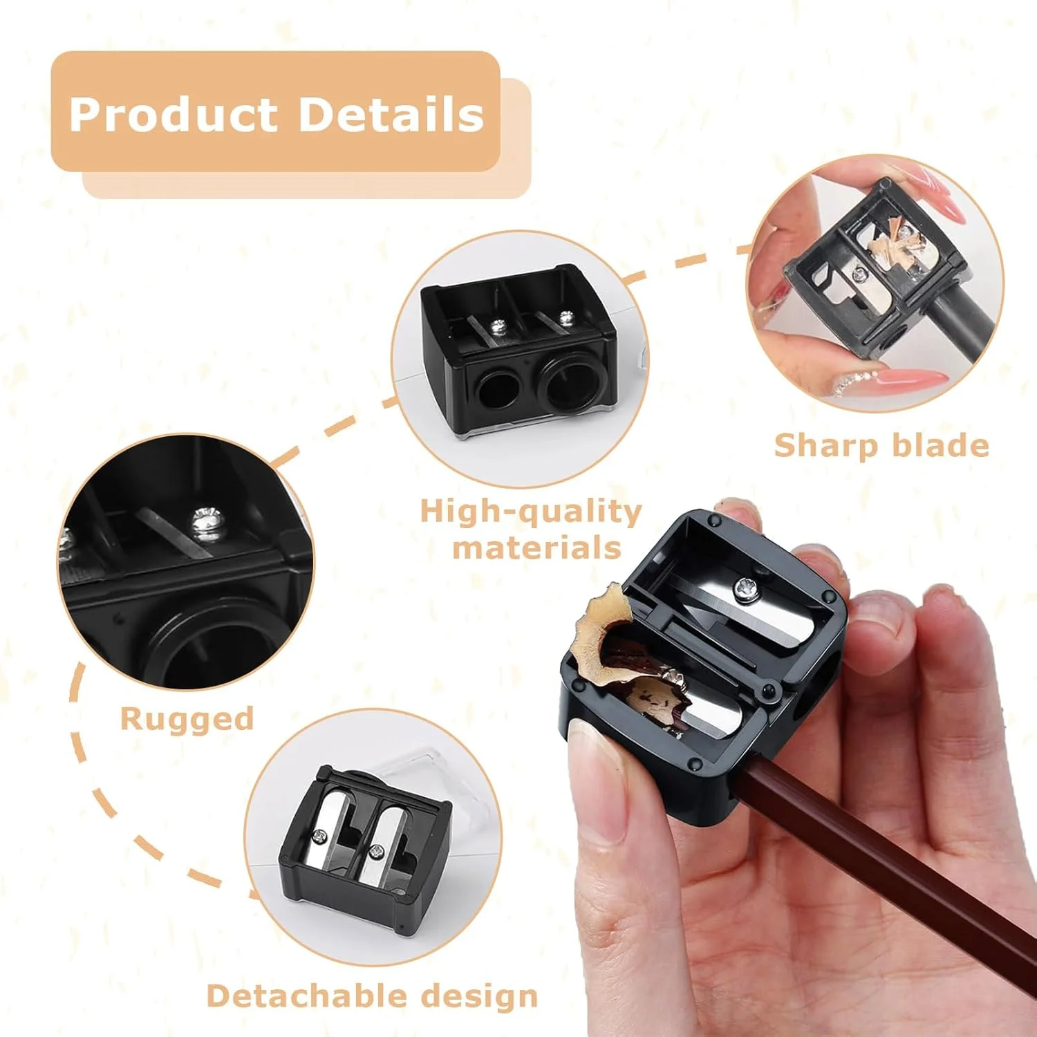 مجموعه 4 عدد تراش آرایشی، مناسب مدادهای آرایشی ضخیم و نازک، تراش مداد آرایشی، تراش برای مدادهای خط چشم، تراش مدادهای ضخیم برای مداد ابرو، خط لب