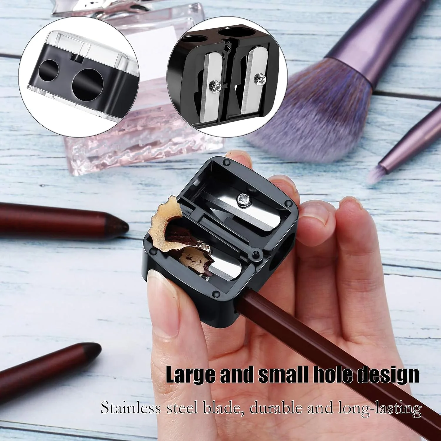 مجموعه 4 عدد تراش آرایشی، تراش مداد، تراش مداد برای مداد چشم، مدادهای آرایشی، آرایش چشم، تراش مداد، تراش لوازم آرایشی، برای مداد ابرو، خط لب، خط چشم