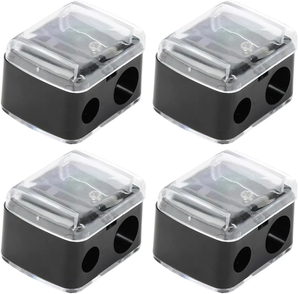 RDNKVB تراش آرایشی مداد 4 عددی، تراش مداد آرایشی دو سوراخه، تراش مداد برای مداد ابرو، چشم و لب