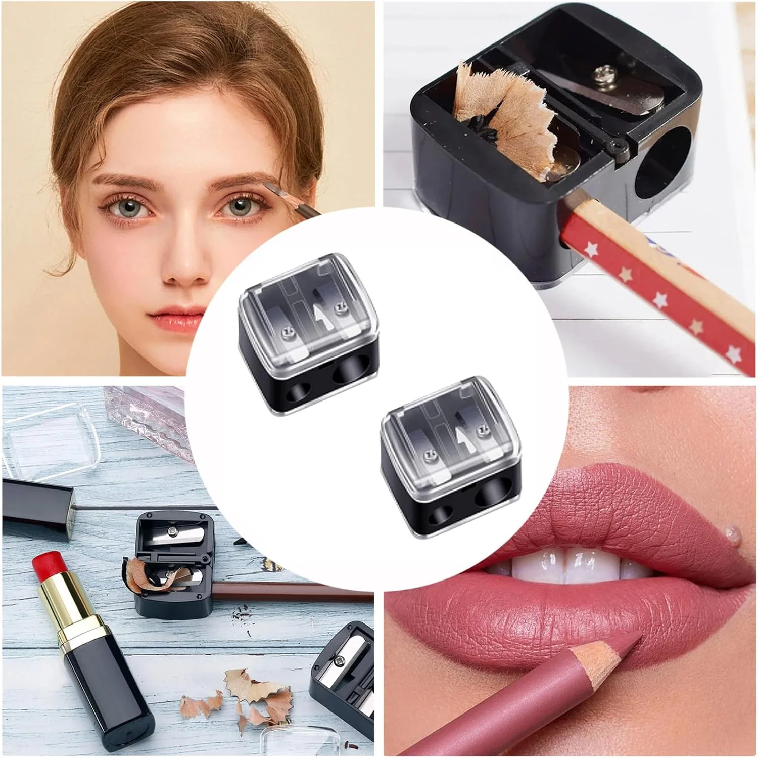 مجموعه 2 عددی تراش آرایشی، تراش لوازم آرایشی، تراش مداد، برای مداد ابرو، مداد، خط لب، خط چشم، تیغه های دقیق، مناسب برای استفاده در سفر مجموعه 2 عددی تراش آرایشی، تراش لوازم آرایشی، تراش مداد، برای مداد ابرو، مداد، خط لب، خط چشم، تیغه های دقیق، مناسب برای استفاده در سفر