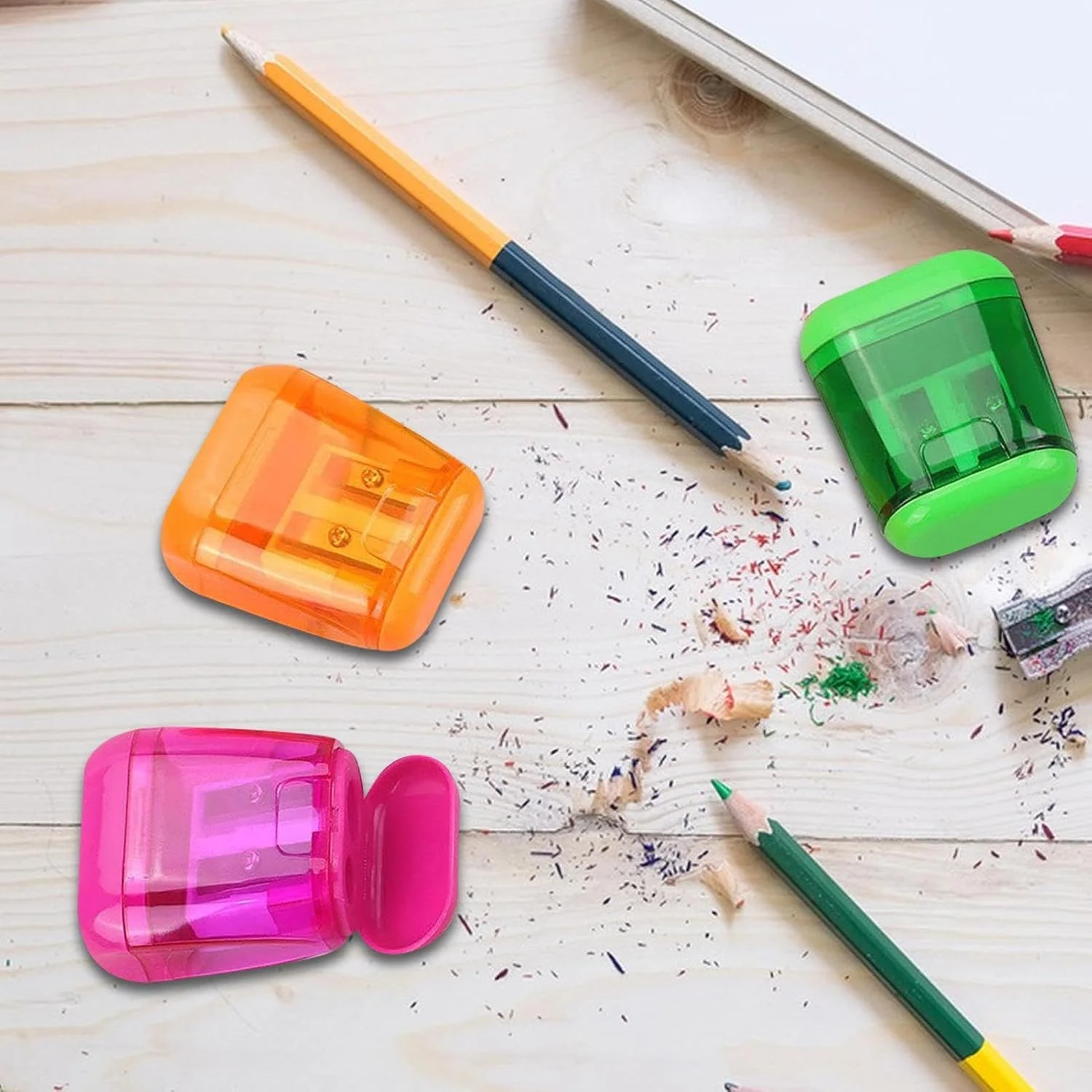 تراش مداد | تراش مداد با 2 سوراخ تراش و مخزن جمع آوری تراشه | لوازم مدرسه برای استودیو هنری، مسافرت دانش آموزی، کلاس درس، کوله پشتی، میز، معلم تراش مداد | تراش مداد با 2 سوراخ تراش و مخزن جمع آوری تراشه | لوازم مدرسه برای استودیو هنری، مسافرت دانش آموزی، کلاس درس، کوله پشتی، میز، معلم