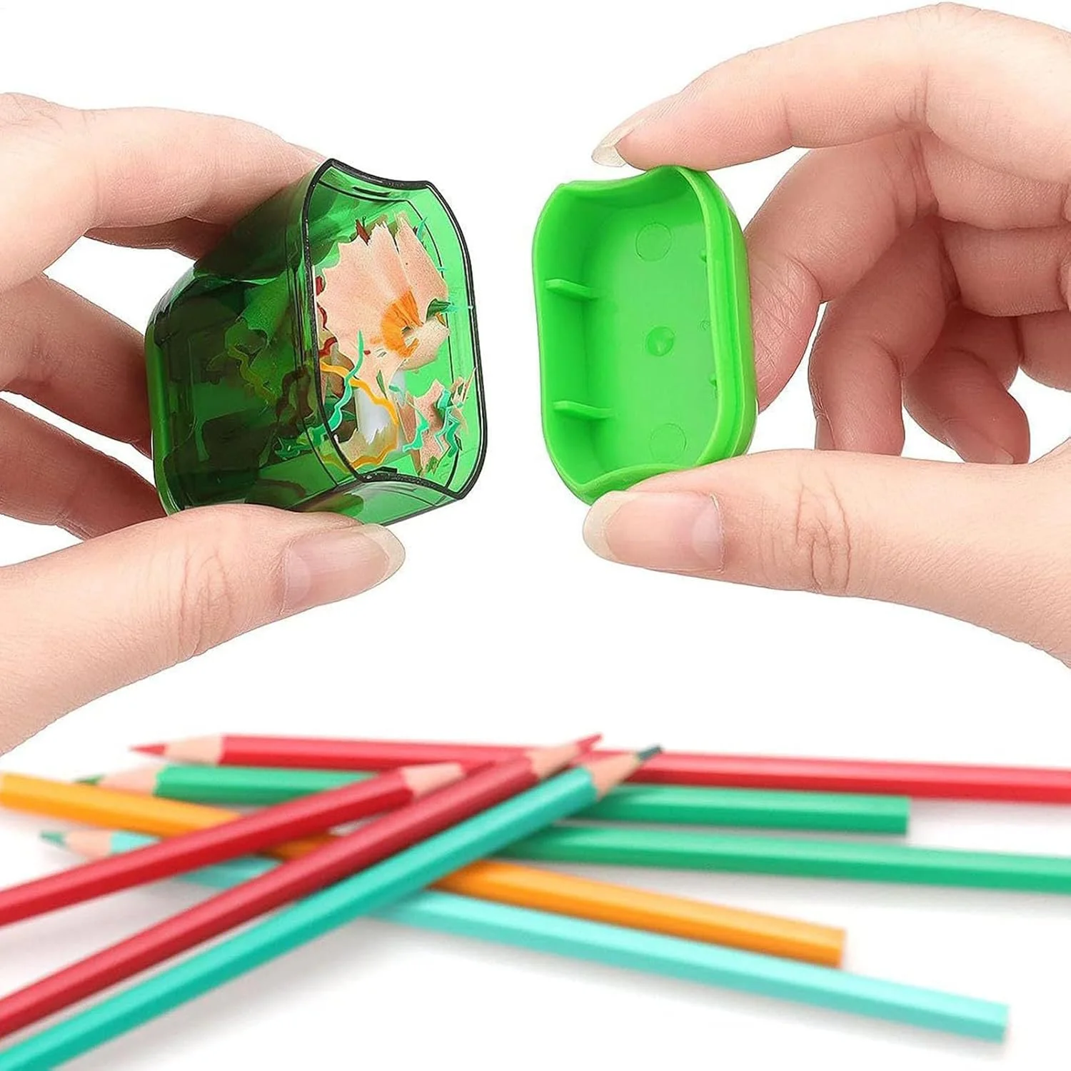 تراش مداد | تراش مداد با 2 سوراخ تراش و مخزن جمع آوری تراشه، لوازم مدرسه دانش آموزی برای استودیو هنری، مسافرت دانش آموزی، کلاس درس، میز معلم