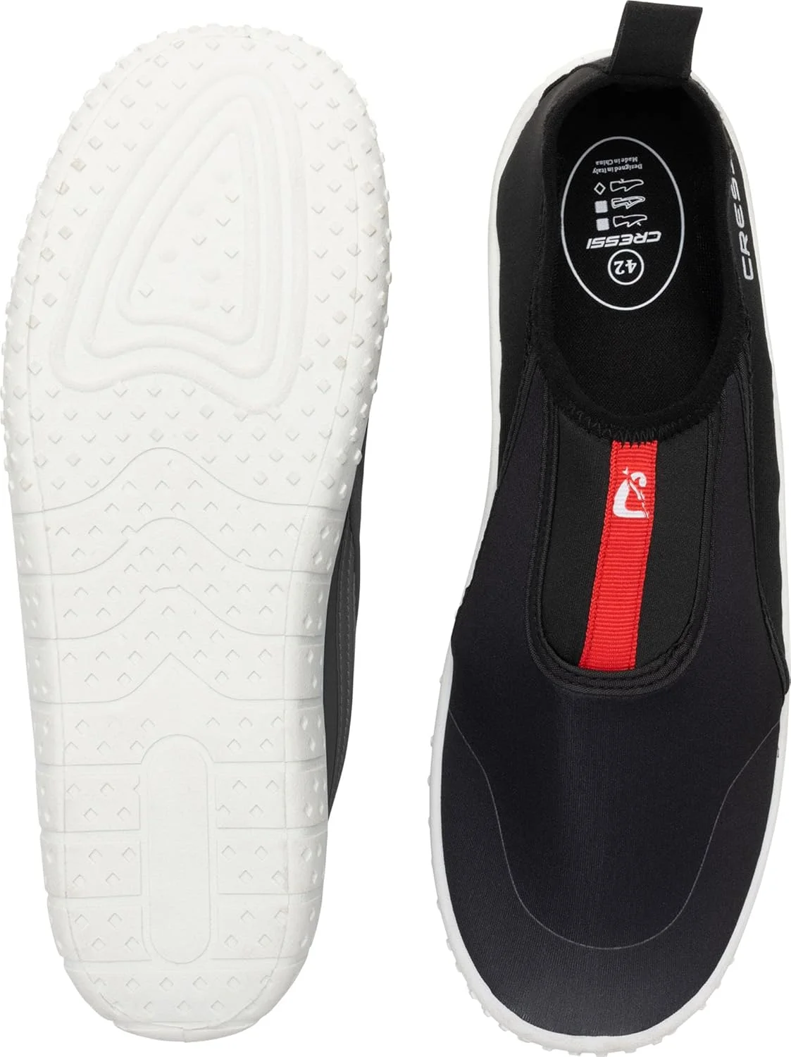 کفش کرسی مدل Kiwi، مشکی/قرمز با زیره سفید، سایز 39 - کفش یونیسکس ایده آل برای ورزش های آبی و پیاده روی در محیط های مرطوب، دریا و ساحل، مشکی/قرمز با زیره سفید، سایز 39