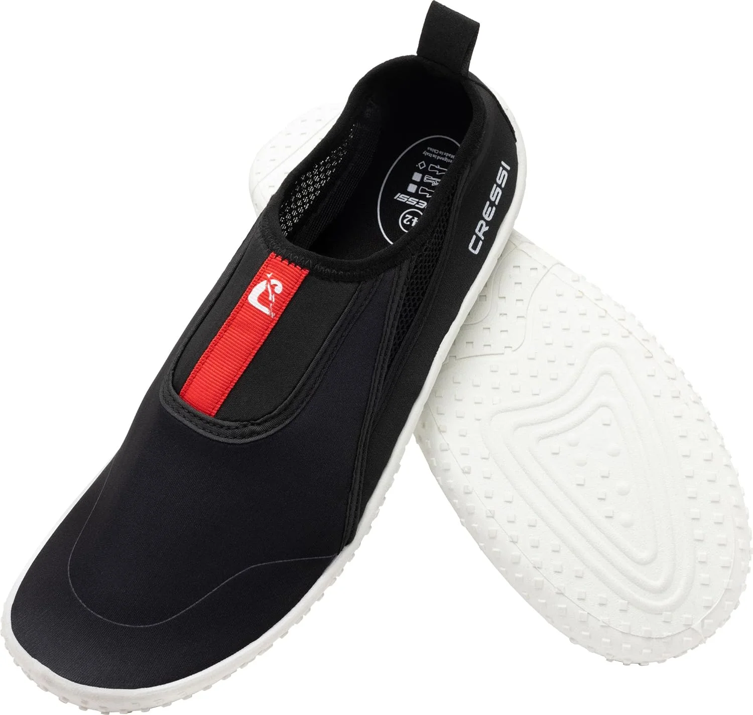 کفش کرسی مدل Kiwi، مشکی/قرمز با زیره سفید، سایز 46 - کفش یونیسکس ایده آل برای ورزش های آبی و پیاده روی در محیط های مرطوب، دریا و ساحل، مشکی/قرمز با زیره سفید، سایز 46