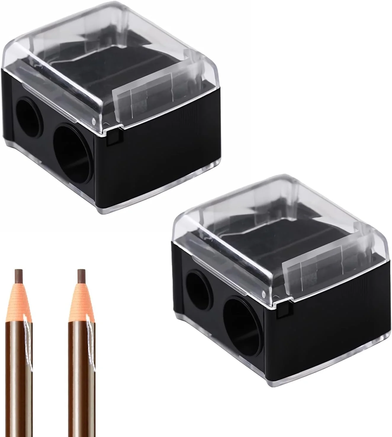 بسته 2 عددی تراش، تراش برای مدادهای ضخیم و نازک، تراش آرایشی مشکی، تراش مداد دو سوراخه، مناسب برای استفاده آسان در سفر، مداد ابرو، خط لب، مداد چشم بسته 2 عددی تراش، تراش برای مدادهای ضخیم و نازک، تراش آرایشی مشکی، تراش مداد دو سوراخه، مناسب برای استفاده آسان در سفر، مداد ابرو، خط لب، مداد چشم