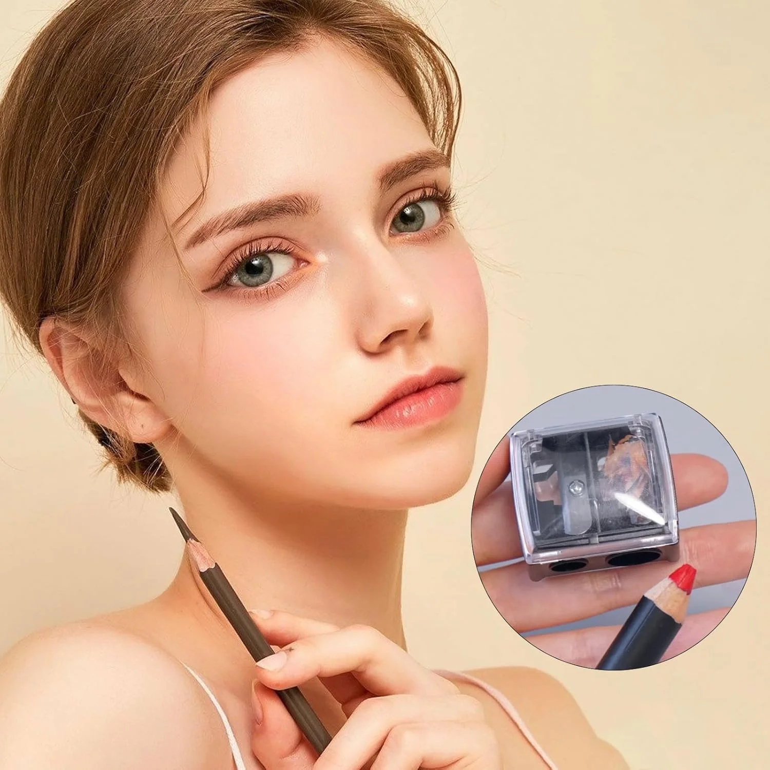 بسته 2 عددی تراش آرایشی مداد، مدادهای آرایشی، تراش قابل حمل مدادهای ضخیم، تراش دوتایی برای ضخامت، مدادهای نازک، تراش مداد دستی با پوشش برای مداد ابرو بسته 2 عددی تراش آرایشی مداد، مدادهای آرایشی، تراش قابل حمل مدادهای ضخیم، تراش دوتایی برای ضخامت، مدادهای نازک، تراش مداد دستی با پوشش برای مداد ابرو