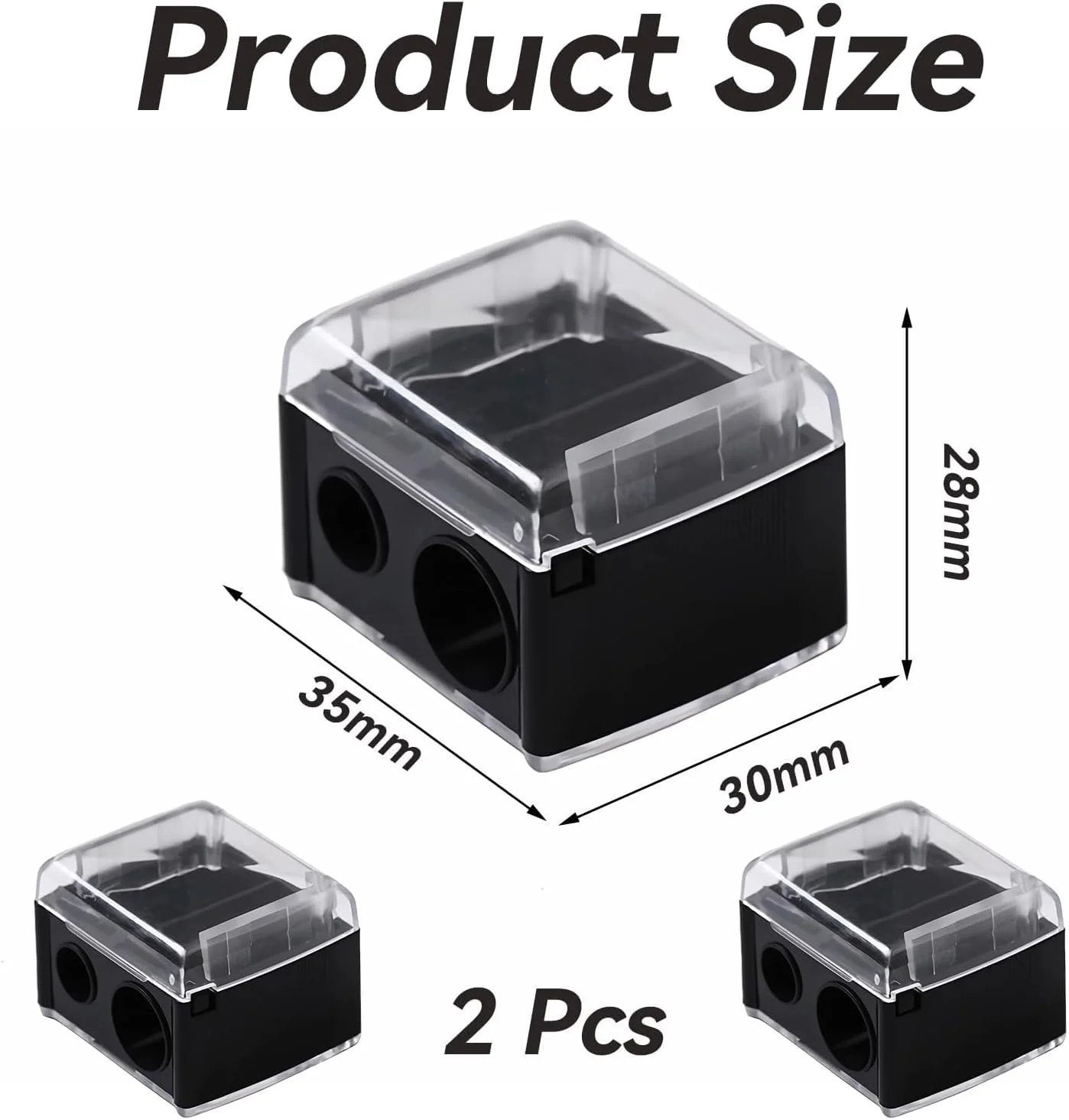 بسته 2 عددی تراش، تراش برای مدادهای ضخیم و نازک، تراش آرایشی مشکی، تراش مداد دو سوراخه، مناسب برای استفاده آسان در سفر، مداد ابرو، خط لب، مداد چشم بسته 2 عددی تراش، تراش برای مدادهای ضخیم و نازک، تراش آرایشی مشکی، تراش مداد دو سوراخه، مناسب برای استفاده آسان در سفر، مداد ابرو، خط لب، مداد چشم