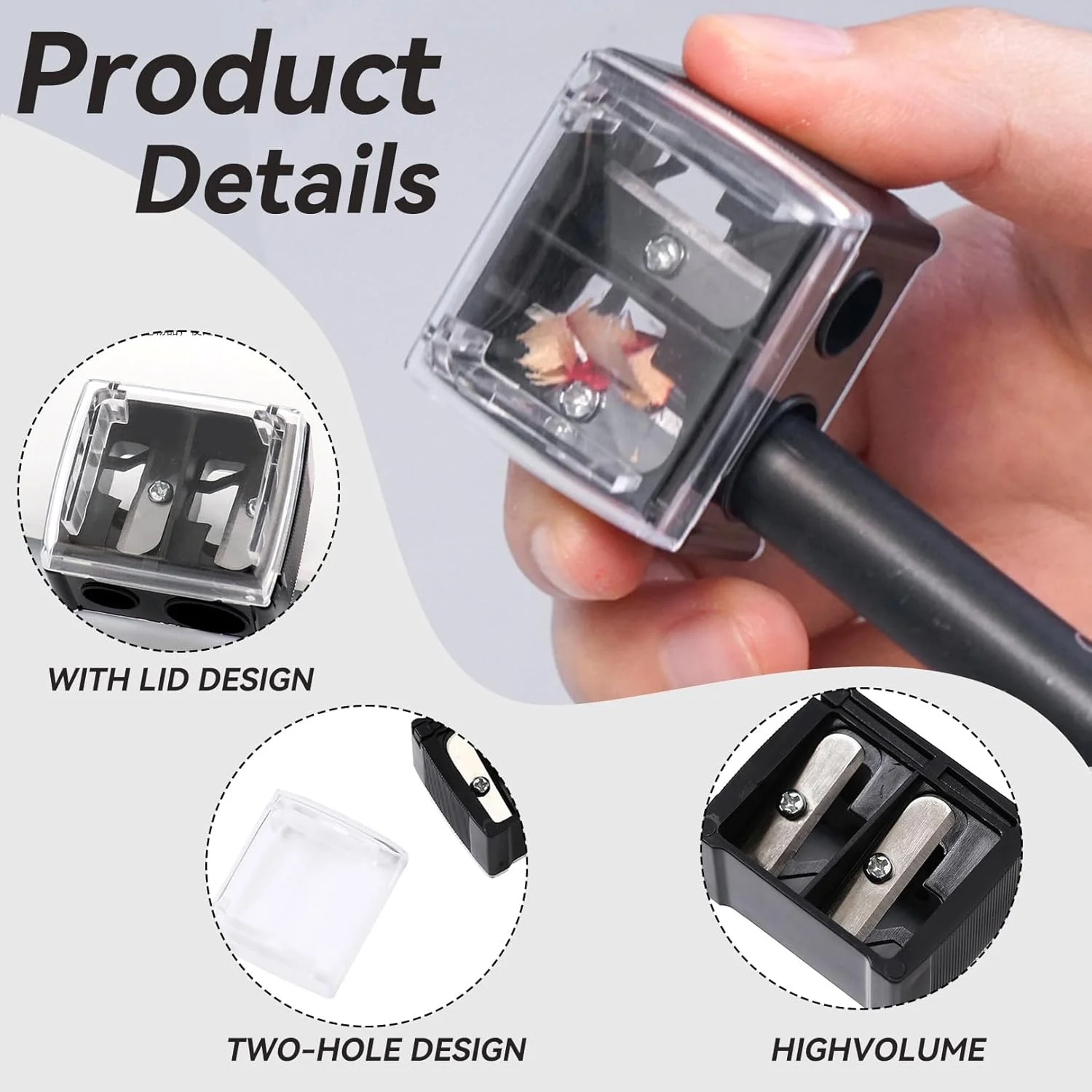 بسته 2 عددی تراش، تراش برای مدادهای ضخیم و نازک، تراش آرایشی مشکی، تراش مداد دو سوراخه، مناسب برای استفاده آسان در سفر، مداد ابرو، خط لب، مداد چشم بسته 2 عددی تراش، تراش برای مدادهای ضخیم و نازک، تراش آرایشی مشکی، تراش مداد دو سوراخه، مناسب برای استفاده آسان در سفر، مداد ابرو، خط لب، مداد چشم