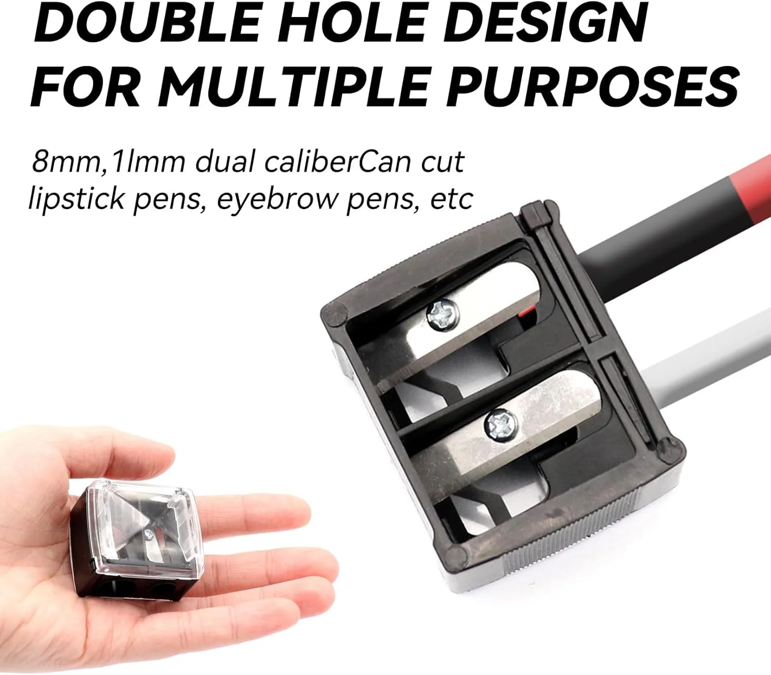 بسته 2 عددی تراش، تراش برای مدادهای ضخیم و نازک، تراش آرایشی مشکی، تراش مداد دو سوراخه، مناسب برای استفاده آسان در سفر، مداد ابرو، خط لب، مداد چشم بسته 2 عددی تراش، تراش برای مدادهای ضخیم و نازک، تراش آرایشی مشکی، تراش مداد دو سوراخه، مناسب برای استفاده آسان در سفر، مداد ابرو، خط لب، مداد چشم