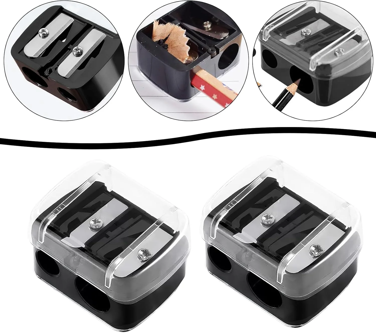 بسته 2 عددی تراش آرایشی مداد، مدادهای آرایشی، تراش قابل حمل مدادهای ضخیم، تراش دوتایی برای ضخامت، مدادهای نازک، تراش مداد دستی با پوشش برای مداد ابرو بسته 2 عددی تراش آرایشی مداد، مدادهای آرایشی، تراش قابل حمل مدادهای ضخیم، تراش دوتایی برای ضخامت، مدادهای نازک، تراش مداد دستی با پوشش برای مداد ابرو