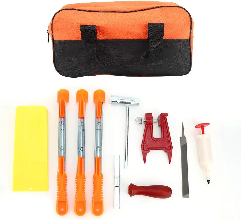 کیت سوهان زنجیری اره موتوری با مکانیزم قفل سریع، کیف حمل و علامت گذاری زاویه حک شده برای تراز دقیق، مجموعه کامل برای تیز کردن و نگهداری اره موتوری کیت سوهان زنجیری اره موتوری با مکانیزم قفل سریع، کیف حمل و علامت گذاری زاویه حک شده برای تراز دقیق، مجموعه کامل برای تیز کردن و نگهداری اره موتوری