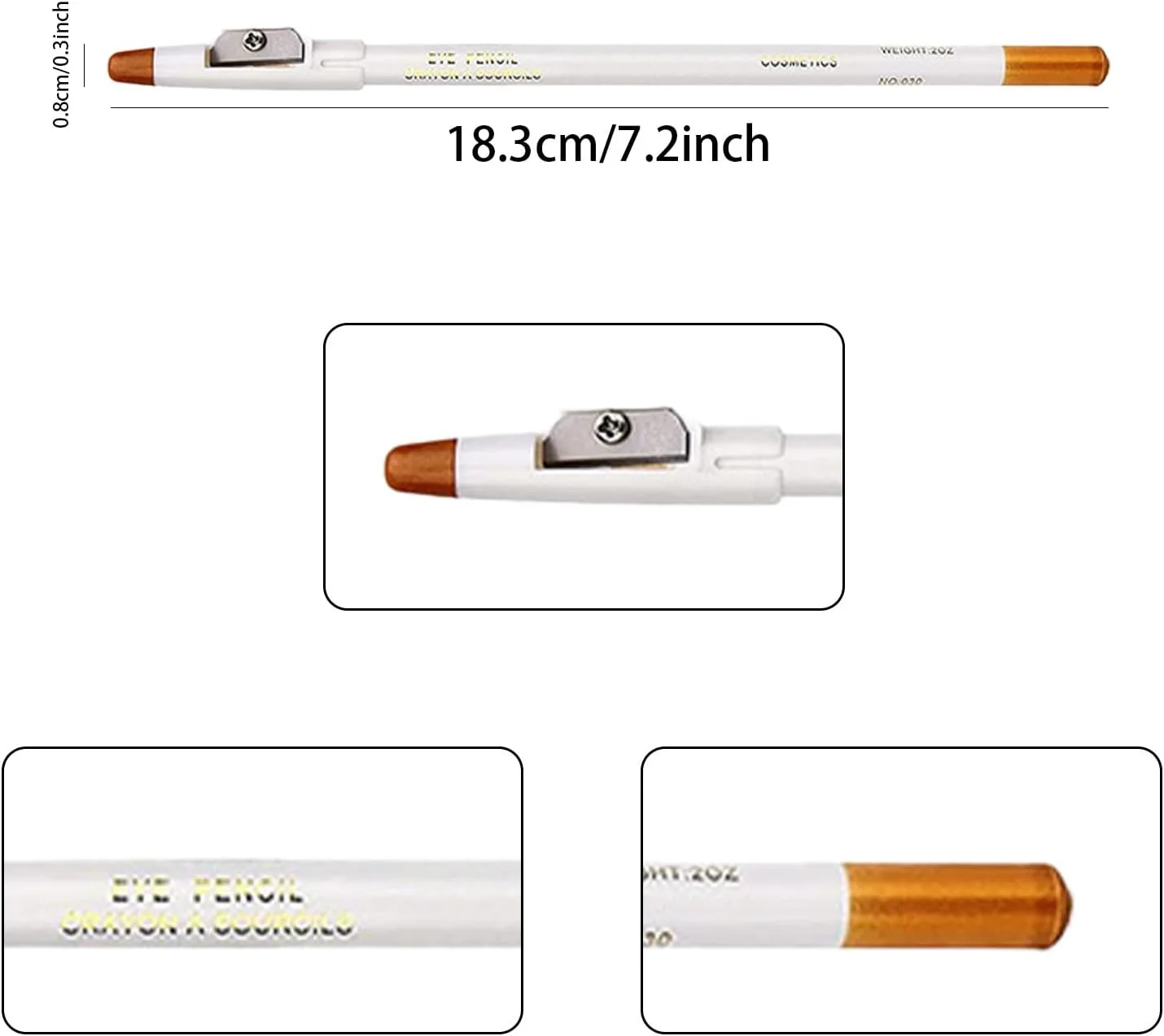 مداد آرایشگری میاجا 6 عددی سفید، مداد ریش حرفه ای با تراش داخلی، مداد خط زن مو، مدادهای شکل دهنده ریش مردانه