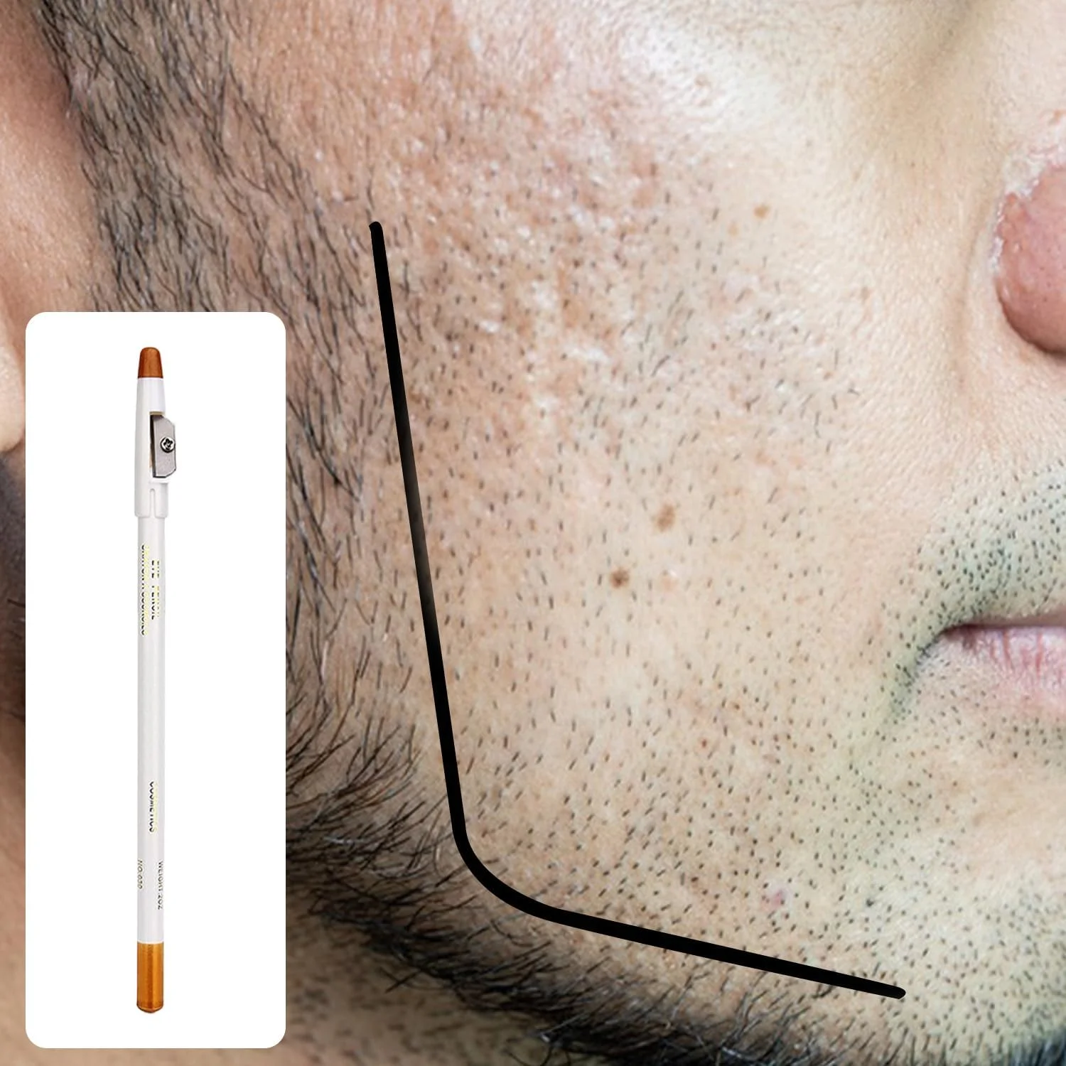 مداد آرایشگری میاجا 6 عددی سفید، مداد ریش حرفه ای با تراش داخلی، مداد خط زن مو، مدادهای شکل دهنده ریش مردانه