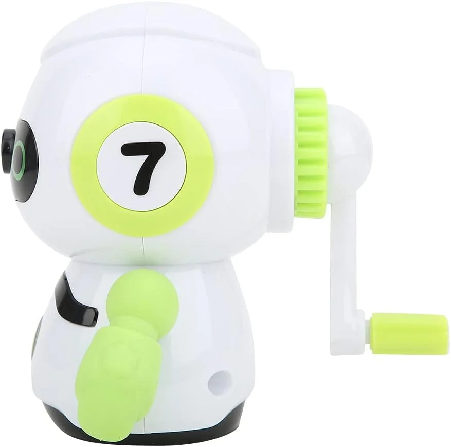 تراش مداد دستی طرح ربات سبز با تیغه برای لوازم مدرسه، لوازم التحریر پلاستیکی ABS