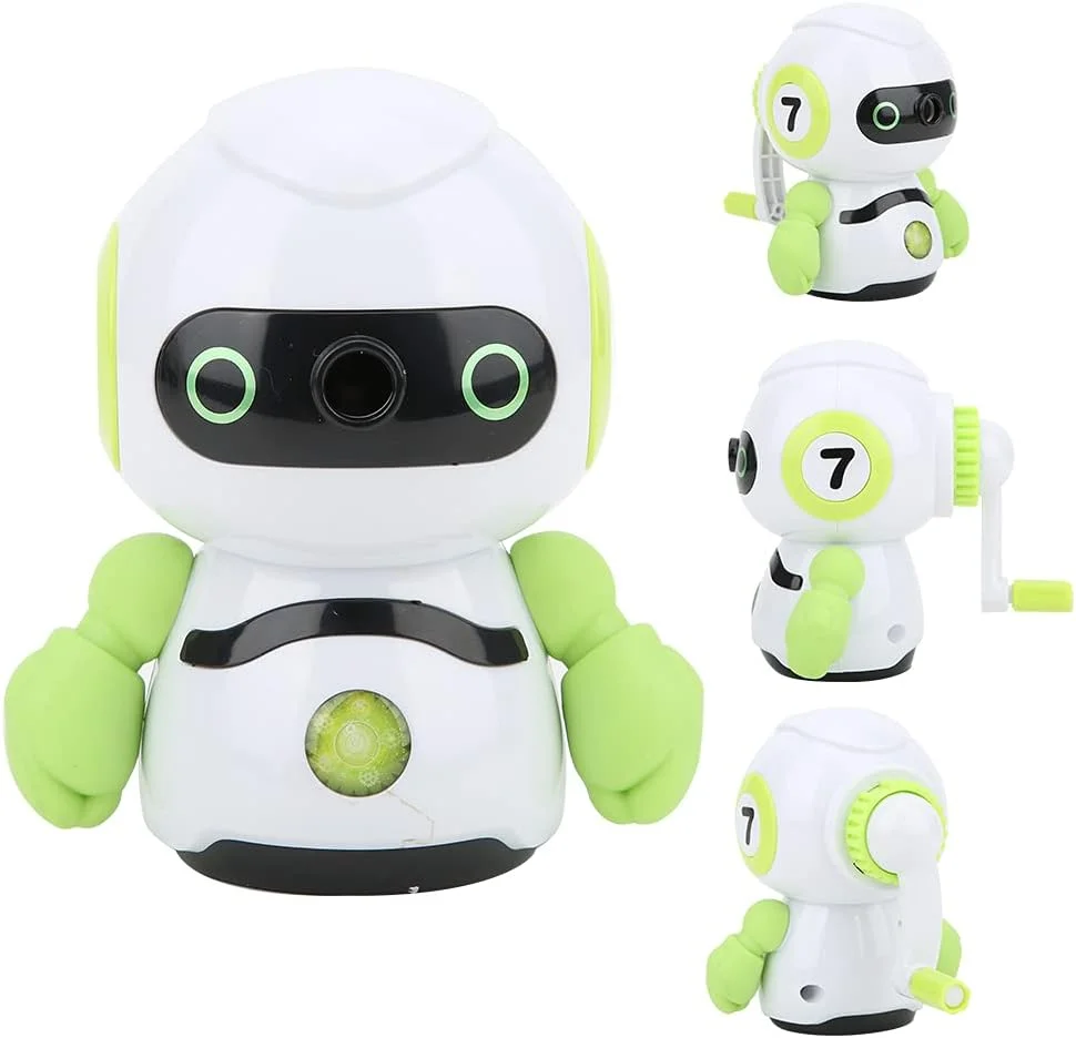 تراش مداد دستی طرح ربات سبز با تیغه برای لوازم مدرسه، لوازم التحریر پلاستیکی ABS