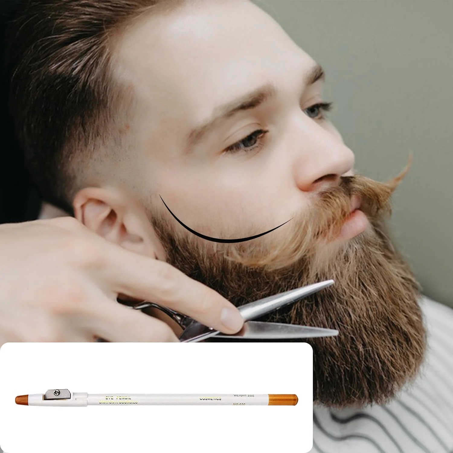 مداد آرایشگری میاجا 6 عددی سفید، مداد ریش حرفه ای با تراش داخلی، مداد خط زن مو، مدادهای شکل دهنده ریش مردانه