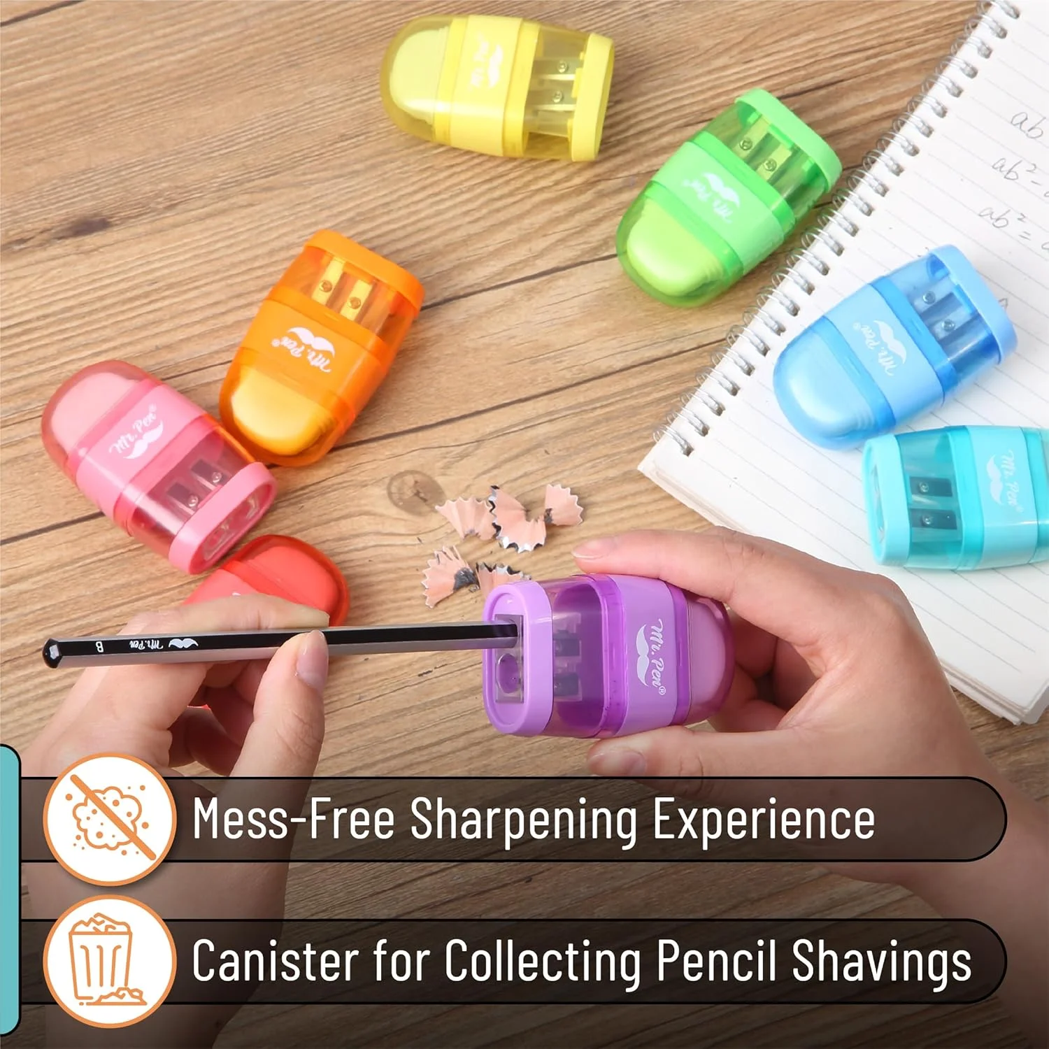 آقای پن - تراش و پاک کن مداد، بسته 8 عددی، رنگ های روشن، 2 سوراخ تراش، تراش دستی مداد آقای پن - تراش و پاک کن مداد، بسته 8 عددی، رنگ های روشن، 2 سوراخ تراش، تراش دستی مداد