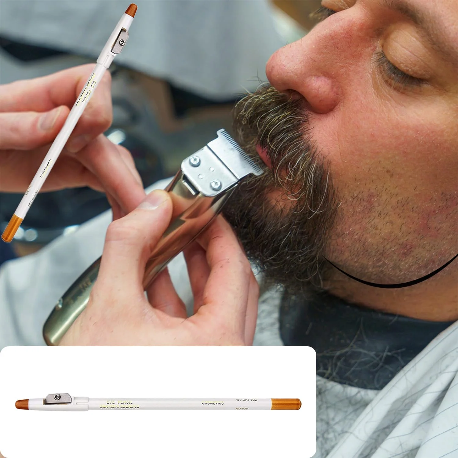 مداد آرایشگری میاجا 6 عددی سفید، مداد ریش حرفه ای با تراش داخلی، مداد خط زن مو، مدادهای شکل دهنده ریش مردانه