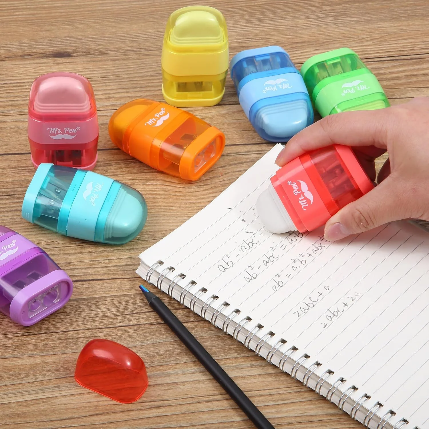 آقای پن - تراش و پاک کن مداد، بسته 8 عددی، رنگ های روشن، 2 سوراخ تراش، تراش دستی مداد آقای پن - تراش و پاک کن مداد، بسته 8 عددی، رنگ های روشن، 2 سوراخ تراش، تراش دستی مداد