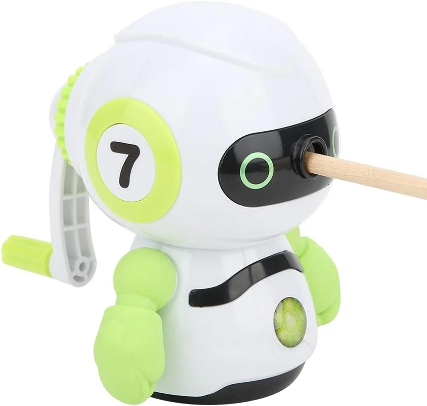 تراش مداد دستی طرح ربات سبز با تیغه برای لوازم مدرسه، لوازم التحریر پلاستیکی ABS