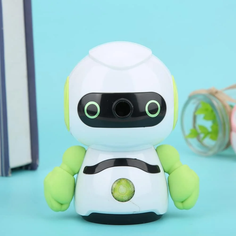 تراش مداد دستی طرح ربات سبز با تیغه برای لوازم مدرسه، لوازم التحریر پلاستیکی ABS