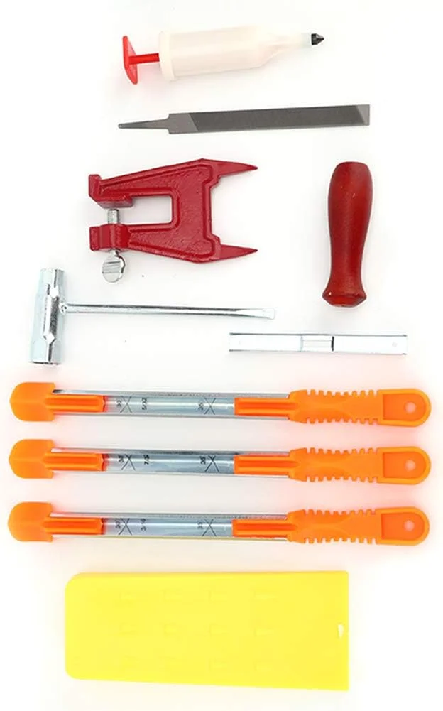 کیت سوهان زنجیری اره موتوری با مکانیزم قفل سریع، کیف حمل و علامت گذاری زاویه حک شده برای تراز دقیق، مجموعه کامل برای تیز کردن و نگهداری اره موتوری