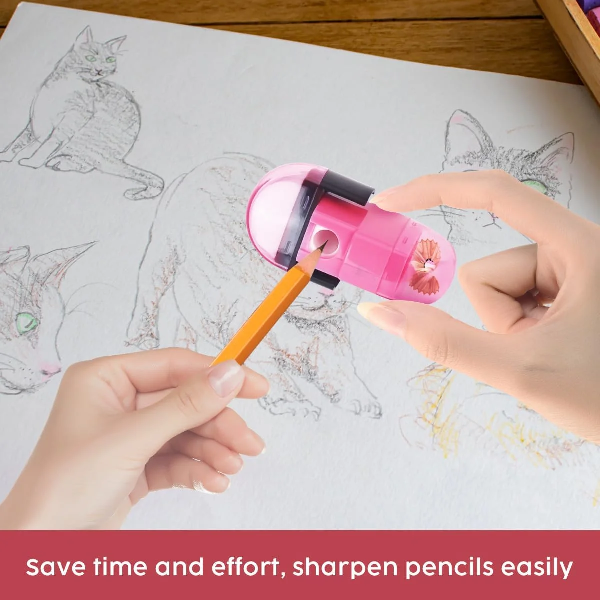 Manual Pencil Sharpener with Built-in Eraser, Compact Size Manual Pencil Sharpener with Built-in Eraser, Compact Size