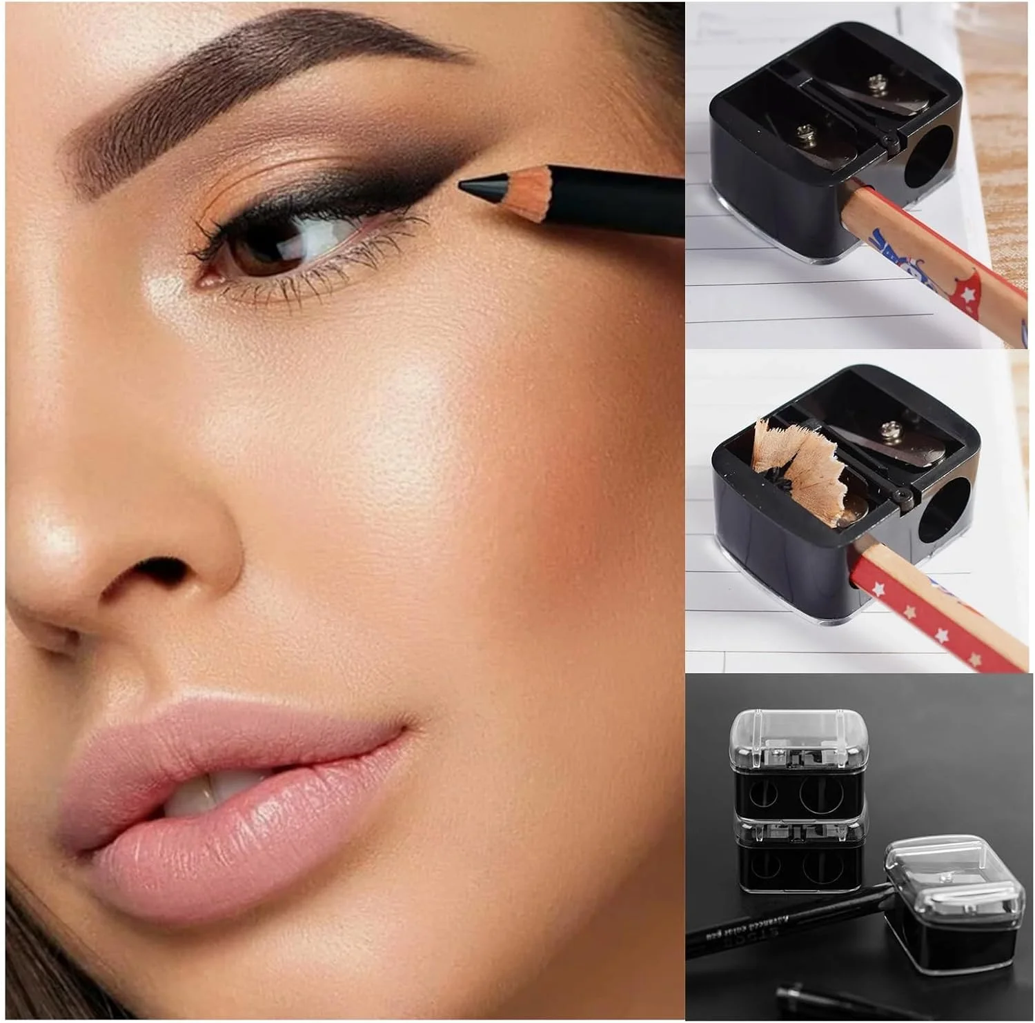 تراش آرایشی مداد، طراحی دو سوراخه، تراش لوازم آرایشی برای خط لب، خط چشم، مداد ابرو، مناسب برای مسافرت با درب، اندازه جهانی، 2 عدد تراش آرایشی مداد، طراحی دو سوراخه، تراش لوازم آرایشی برای خط لب، خط چشم، مداد ابرو، مناسب برای مسافرت با درب، اندازه جهانی، 2 عدد